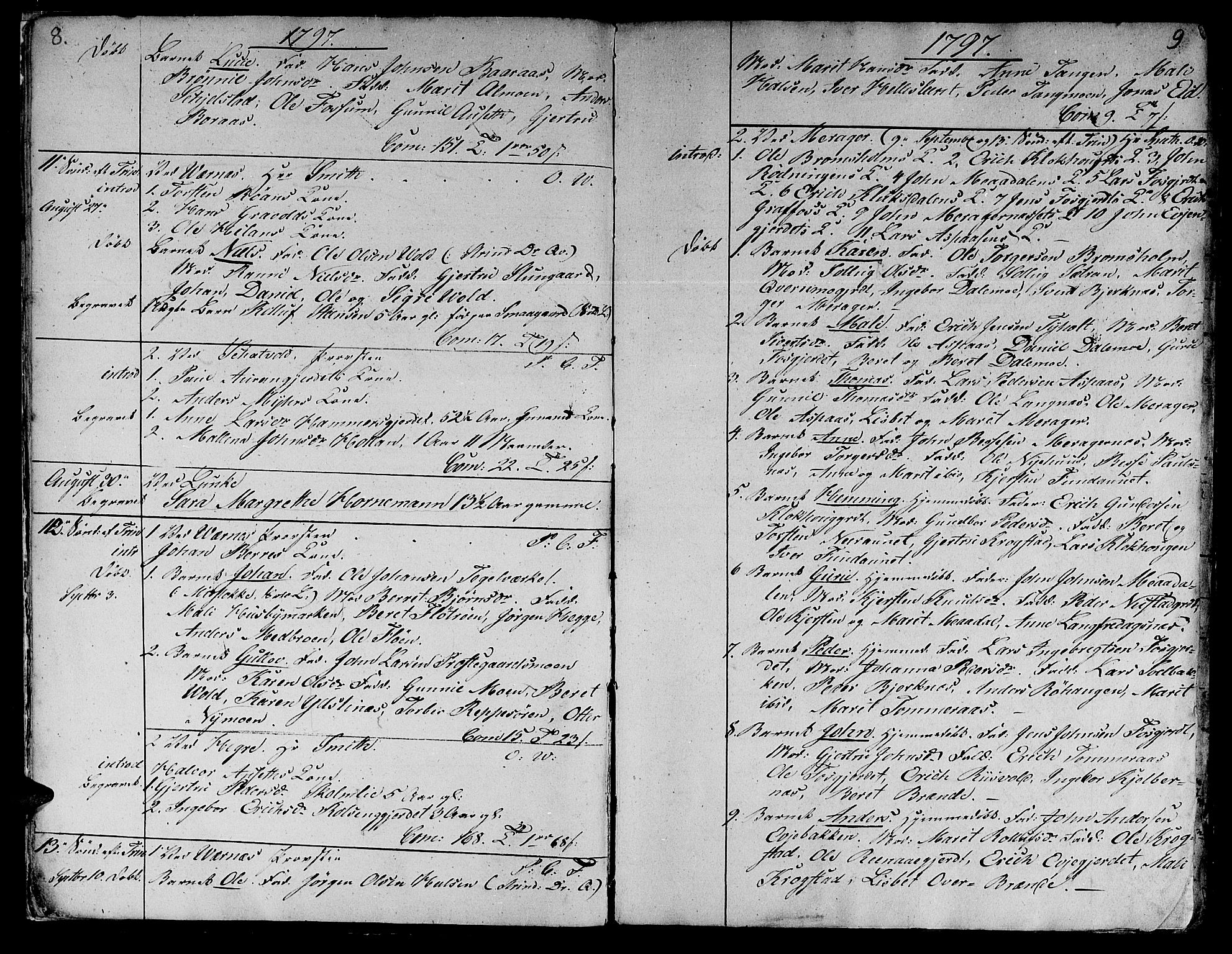 Ministerialprotokoller, klokkerbøker og fødselsregistre - Nord-Trøndelag, SAT/A-1458/709/L0060: Parish register (official) no. 709A07, 1797-1815, p. 8-9