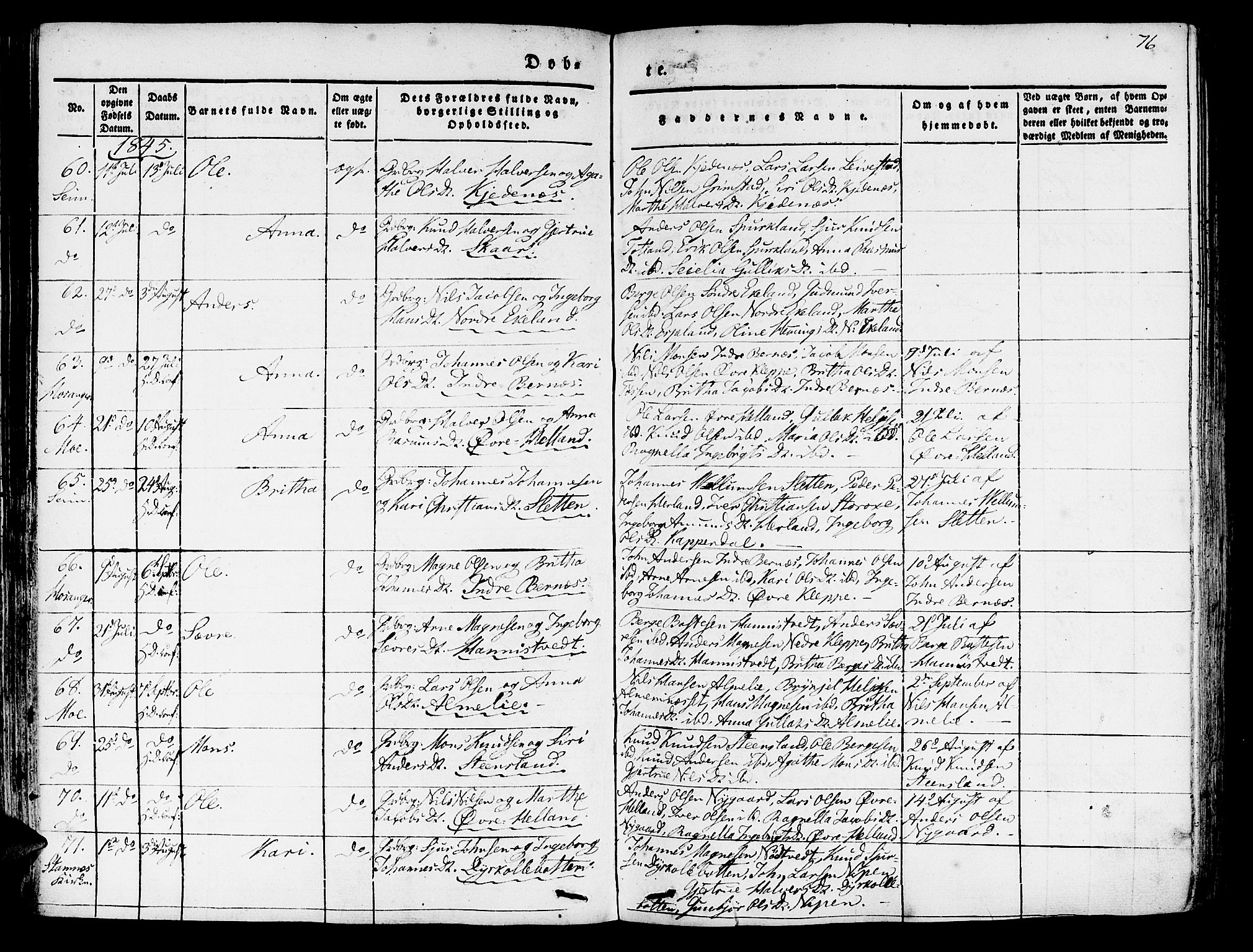 Hosanger sokneprestembete, AV/SAB-A-75801/H/Haa: Parish register (official) no. A 7, 1835-1848, p. 76