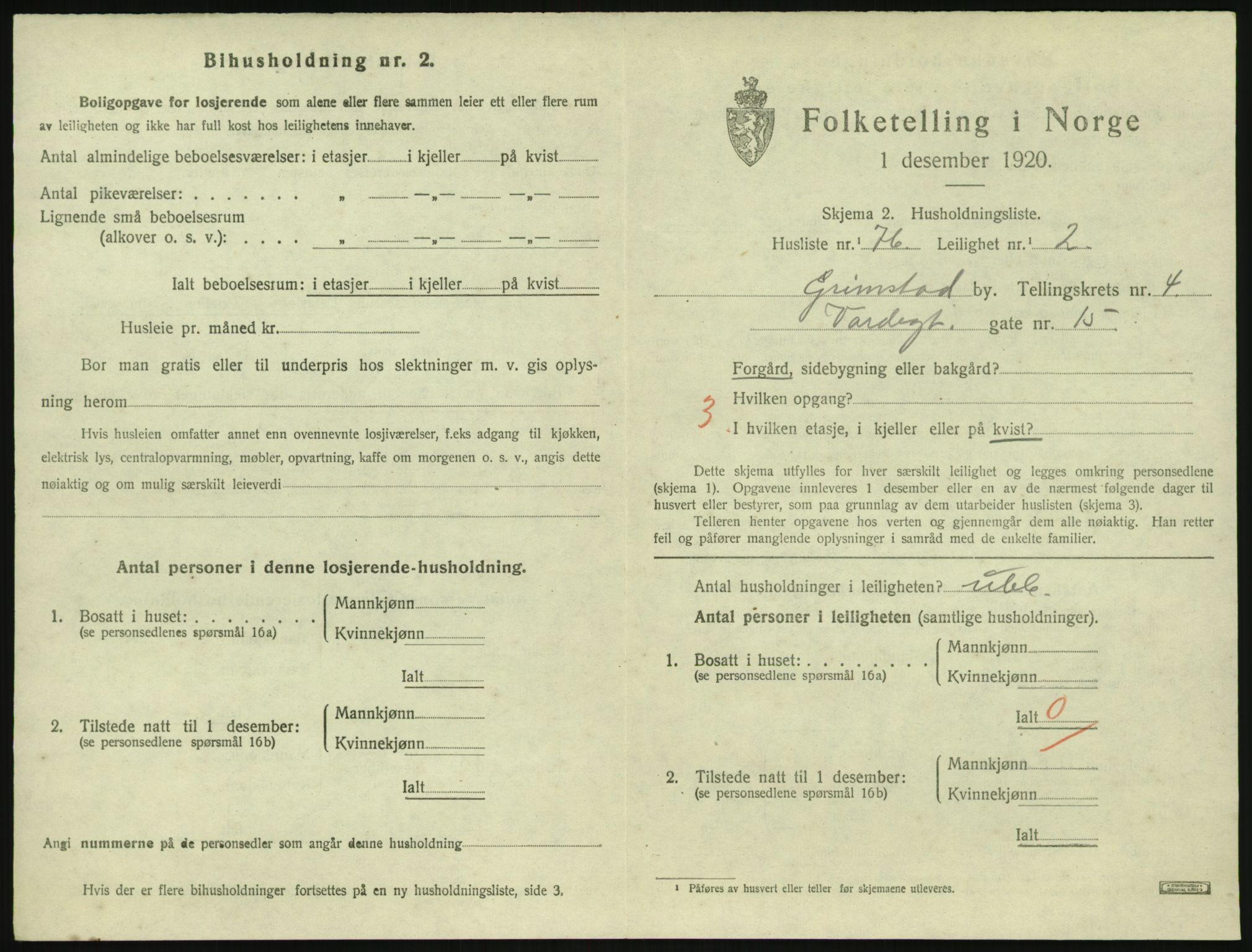 SAK, 1920 census for Grimstad, 1920, p. 2051