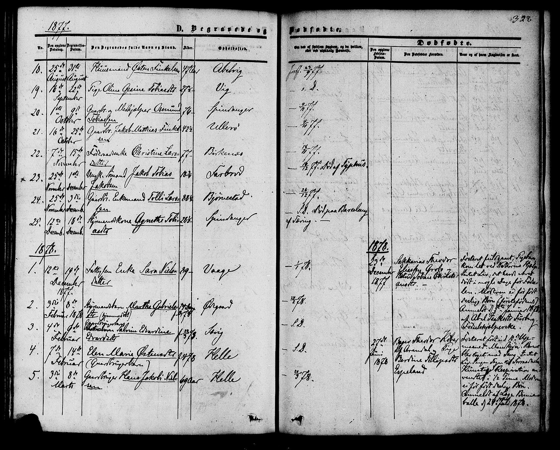 Herad sokneprestkontor, SAK/1111-0018/F/Fa/Fab/L0004: Parish register (official) no. A 4, 1853-1885, p. 328