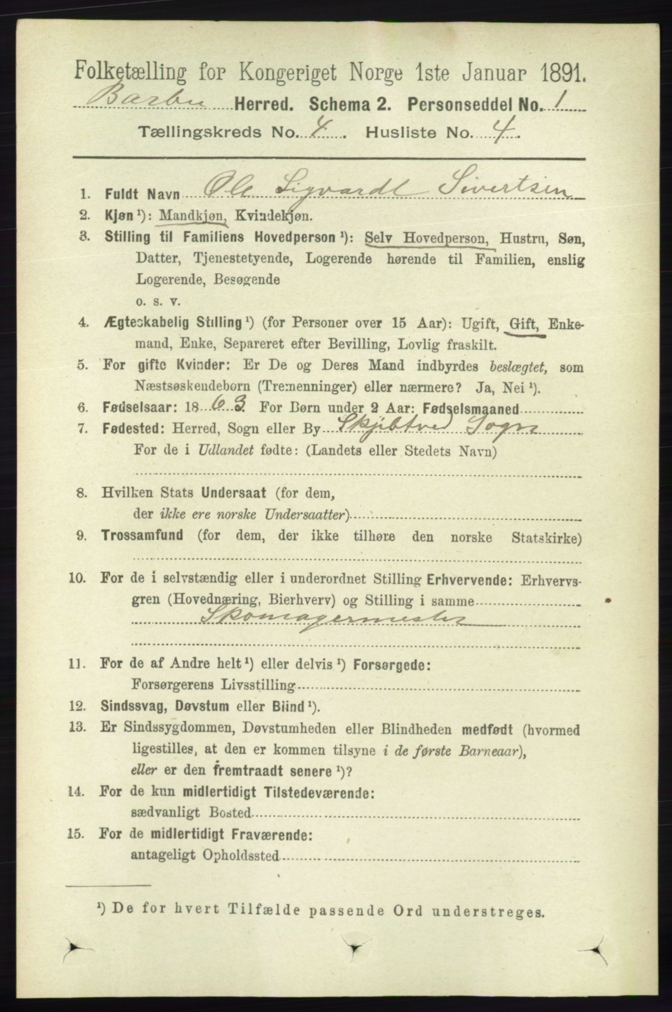 RA, 1891 census for 0990 Barbu, 1891, p. 2466