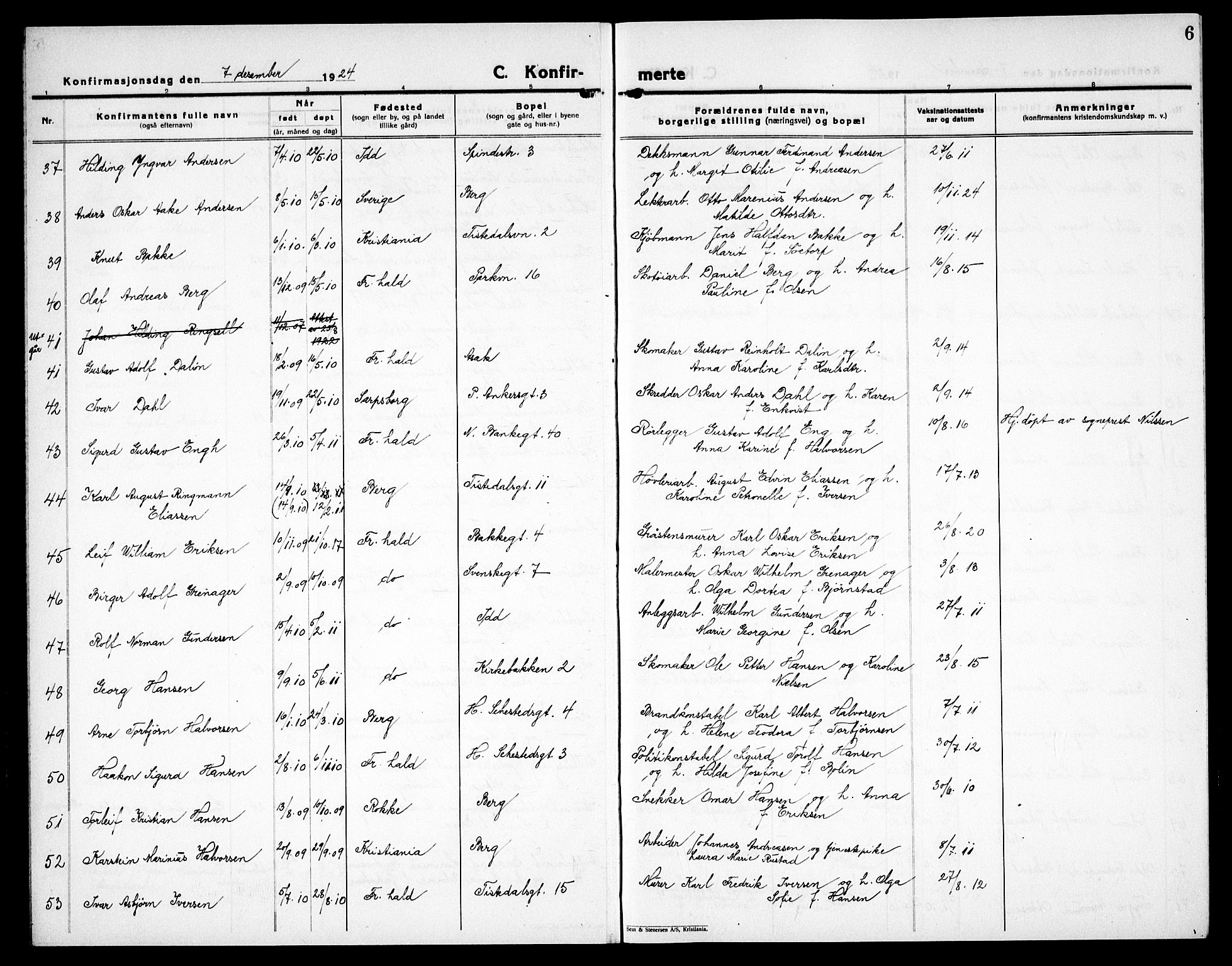 Halden prestekontor Kirkebøker, SAO/A-10909/G/Ga/L0013: Parish register (copy) no. 13, 1924-1939, p. 6