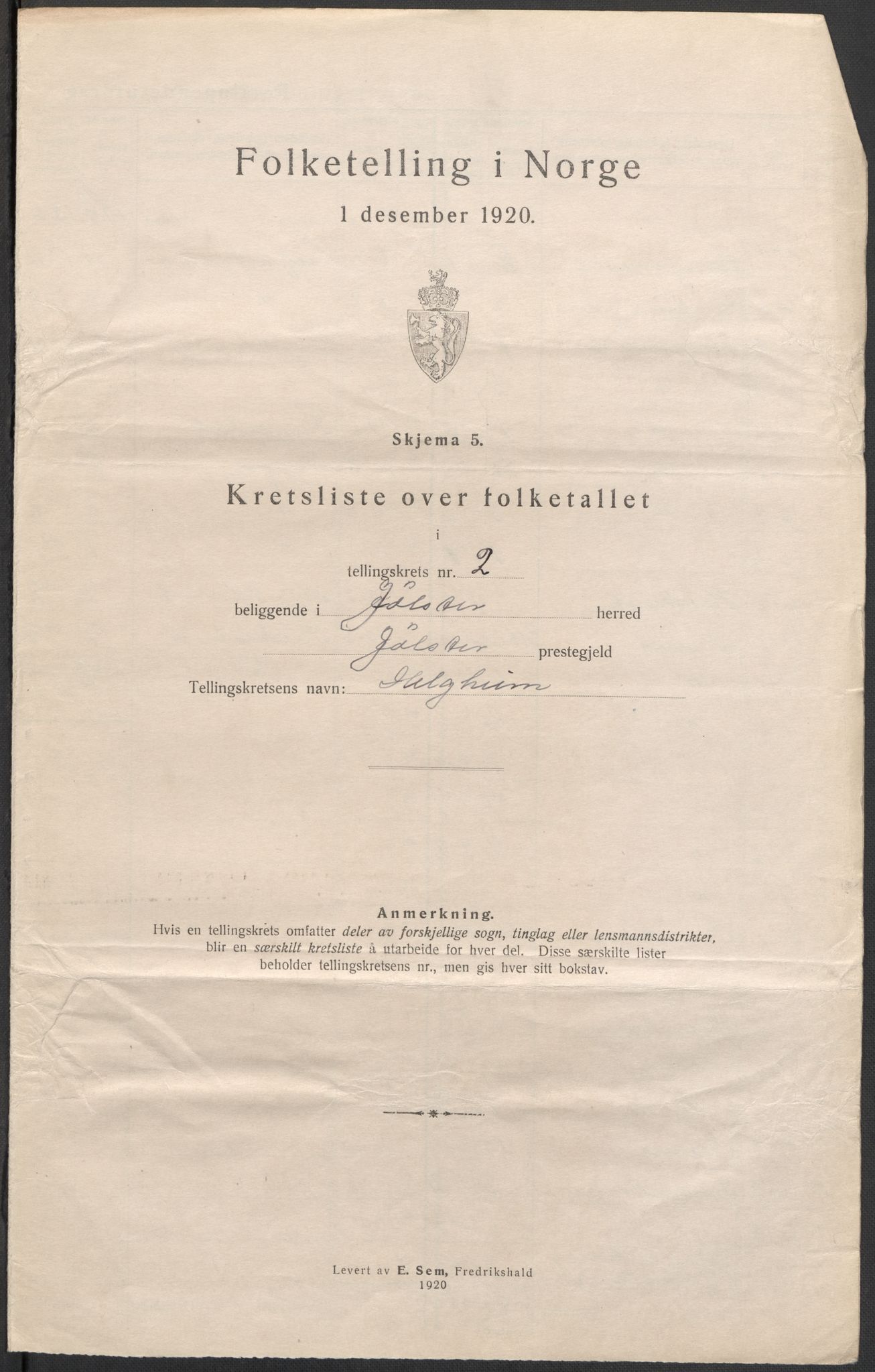 SAB, 1920 census for Jølster, 1920, p. 12