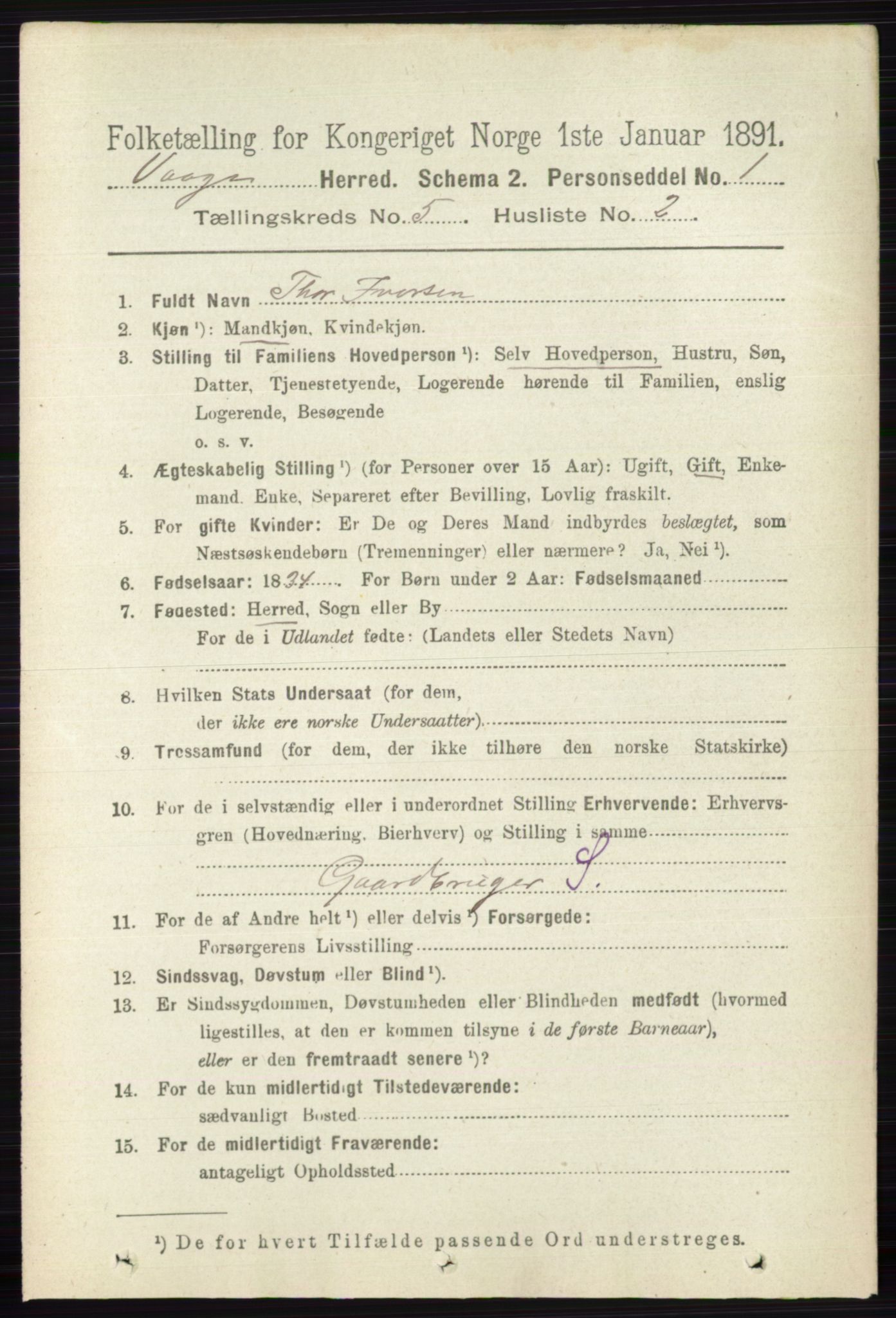 RA, 1891 census for 0515 Vågå, 1891, p. 3353