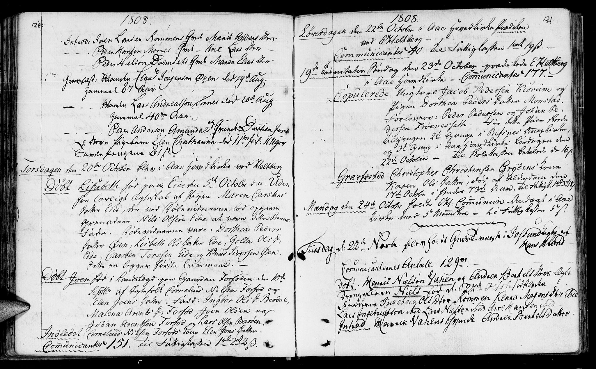 Ministerialprotokoller, klokkerbøker og fødselsregistre - Sør-Trøndelag, SAT/A-1456/655/L0674: Parish register (official) no. 655A03, 1802-1826, p. 120-121