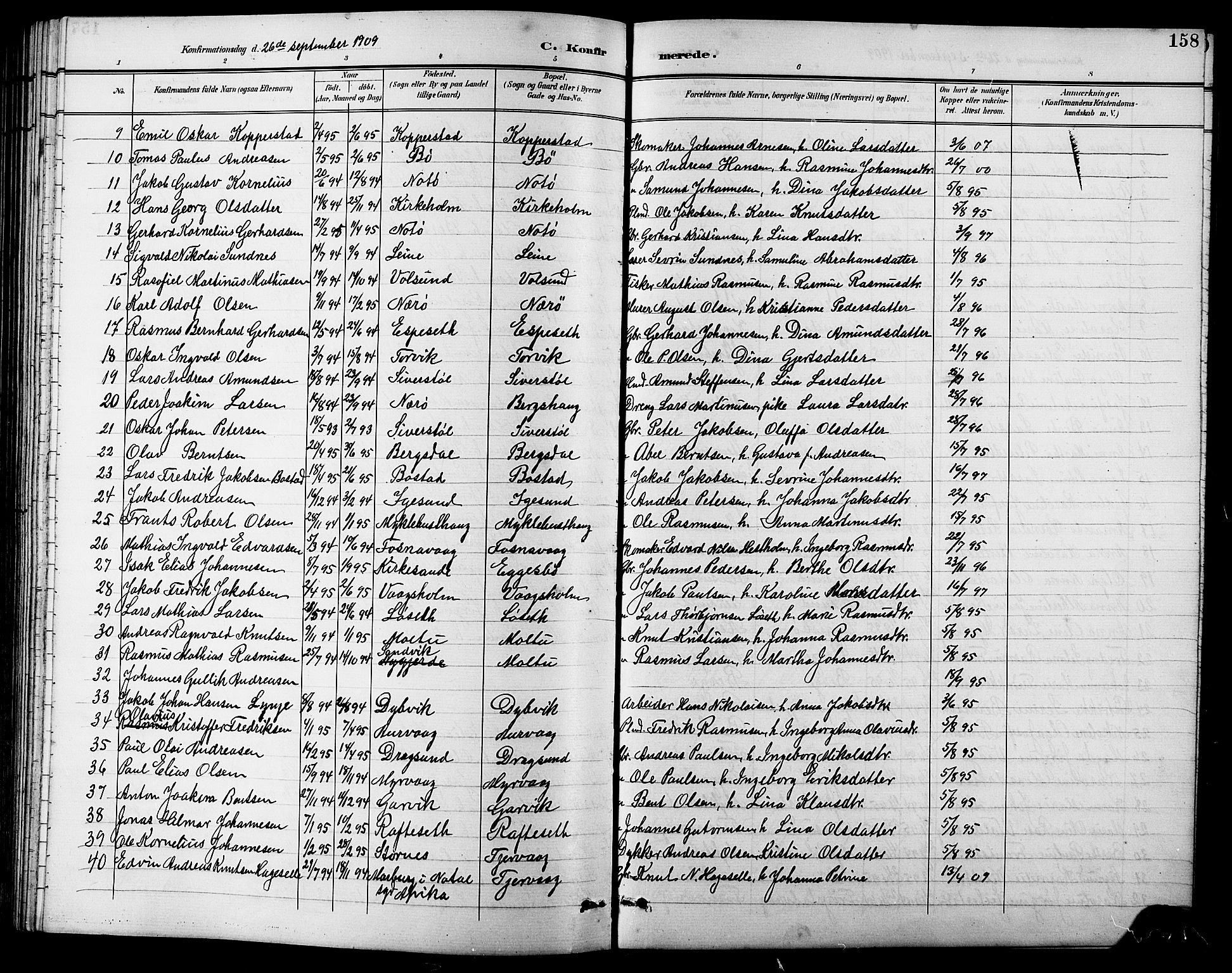 Ministerialprotokoller, klokkerbøker og fødselsregistre - Møre og Romsdal, AV/SAT-A-1454/507/L0082: Parish register (copy) no. 507C05, 1896-1914, p. 158