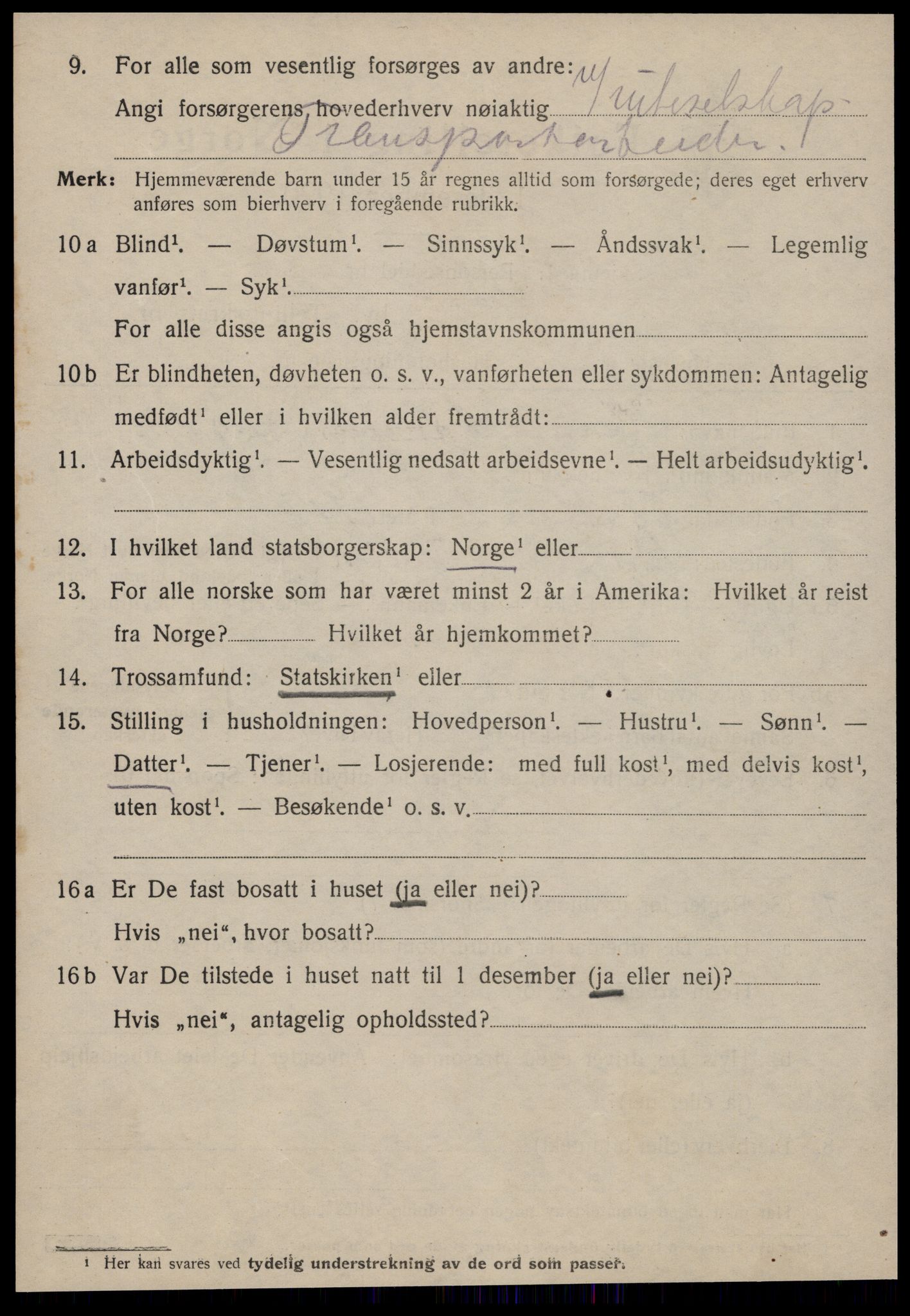SAT, 1920 census for Kristiansund, 1920, p. 14916
