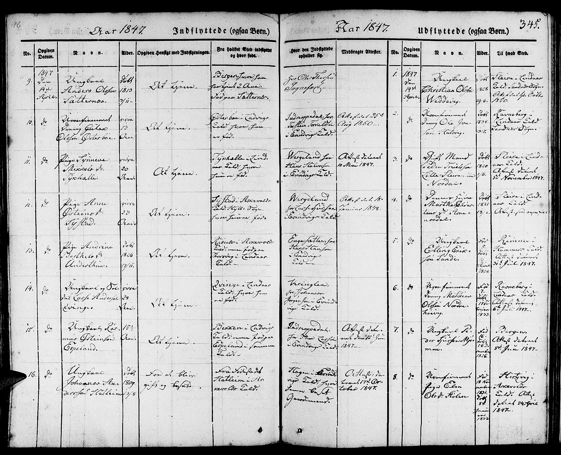 Gulen sokneprestembete, SAB/A-80201/H/Haa/Haaa/L0020: Parish register (official) no. A 20, 1837-1847, p. 345