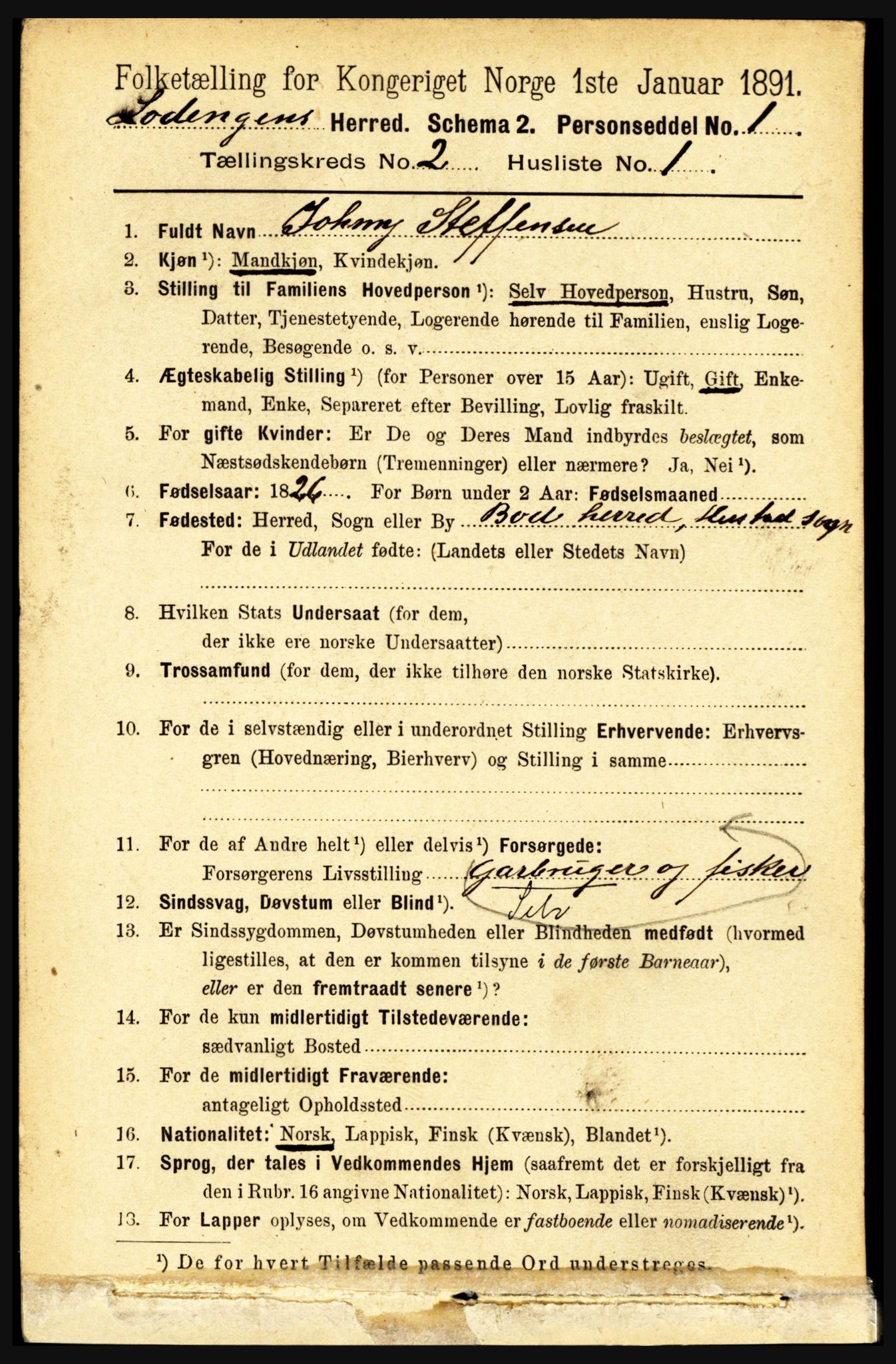 RA, 1891 census for 1851 Lødingen, 1891, p. 735