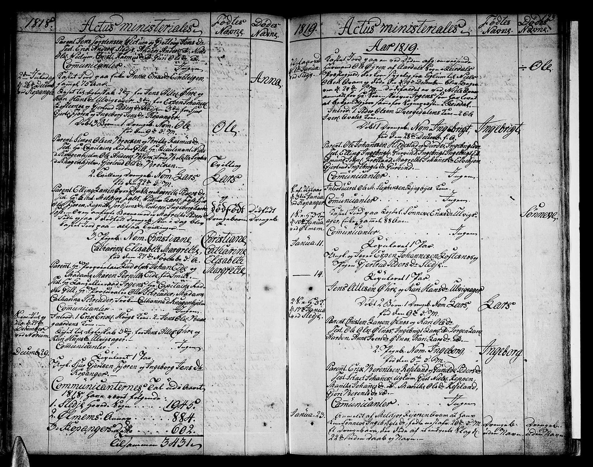 Sogndal sokneprestembete, SAB/A-81301/H/Haa/Haaa/L0009: Parish register (official) no. A 9, 1809-1821, p. 123