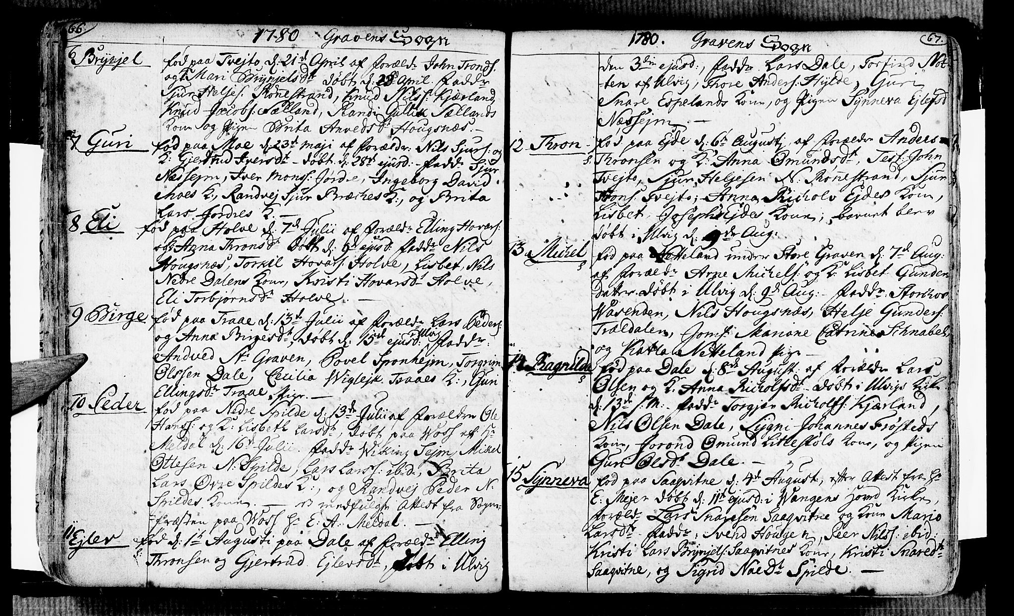 Ulvik sokneprestembete, SAB/A-78801/H/Haa: Parish register (official) no. A 7, 1761-1792, p. 66-67