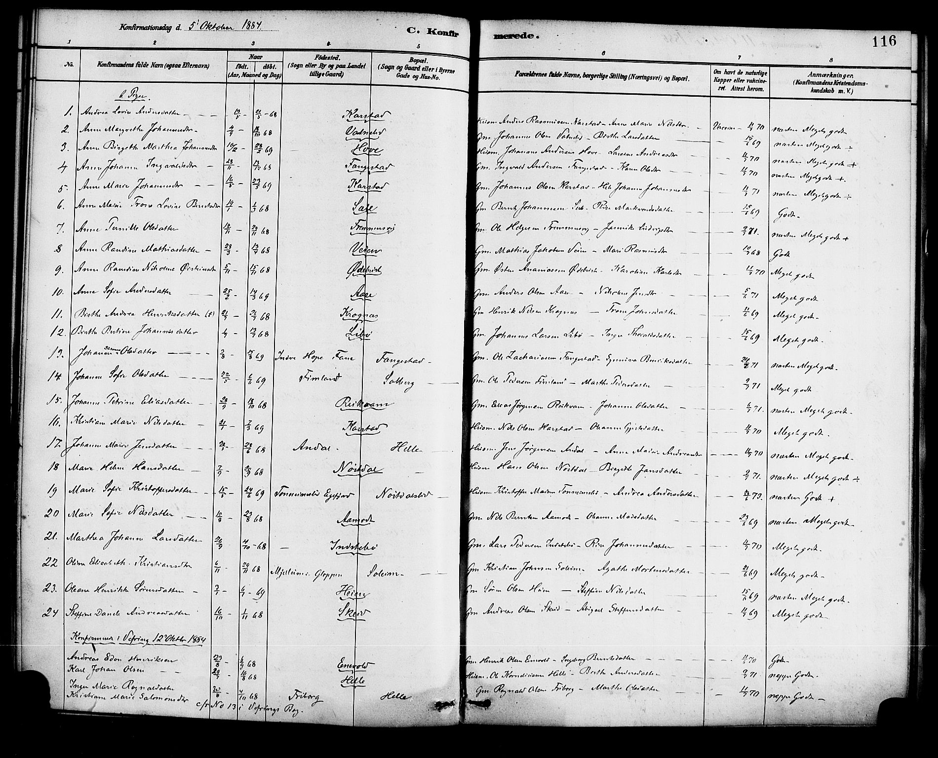 Førde sokneprestembete, SAB/A-79901/H/Haa/Haad/L0001: Parish register (official) no. D 1, 1881-1898, p. 116