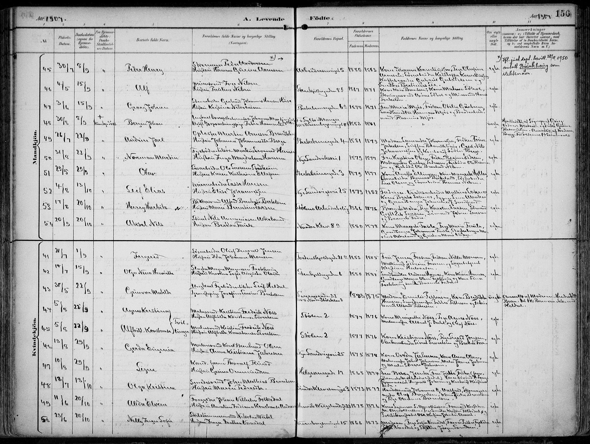 Mariakirken Sokneprestembete, AV/SAB-A-76901/H/Hab/L0005: Parish register (copy) no. A 5, 1893-1913, p. 156