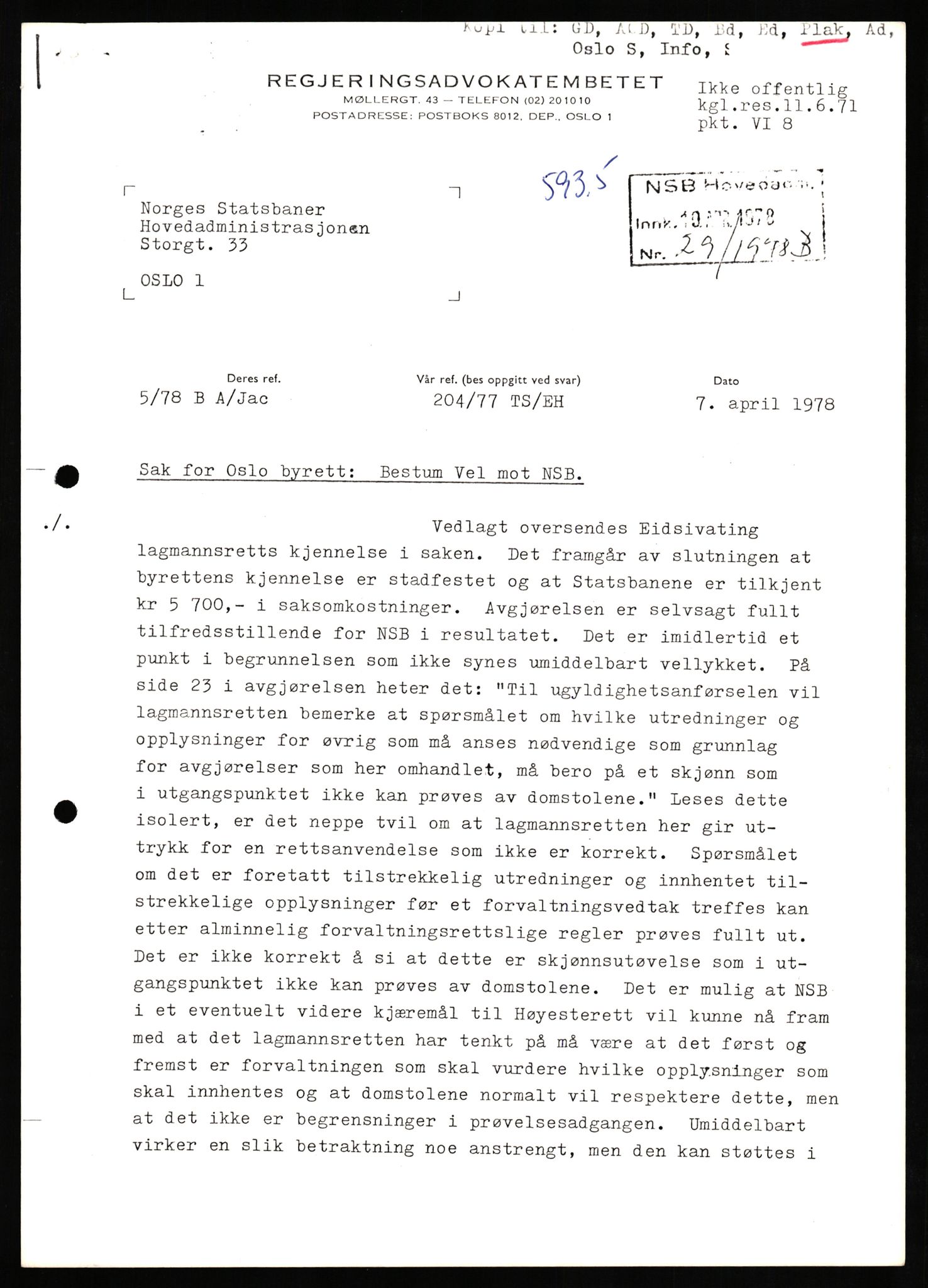 Norges statsbaner, Hovedadministrasjonen, Plankontoret for Oslo S, AV/RA-S-5410/D/L0171: Driftsbanegården. Øvrige driftsbanegårder, 1976-1978, p. 206