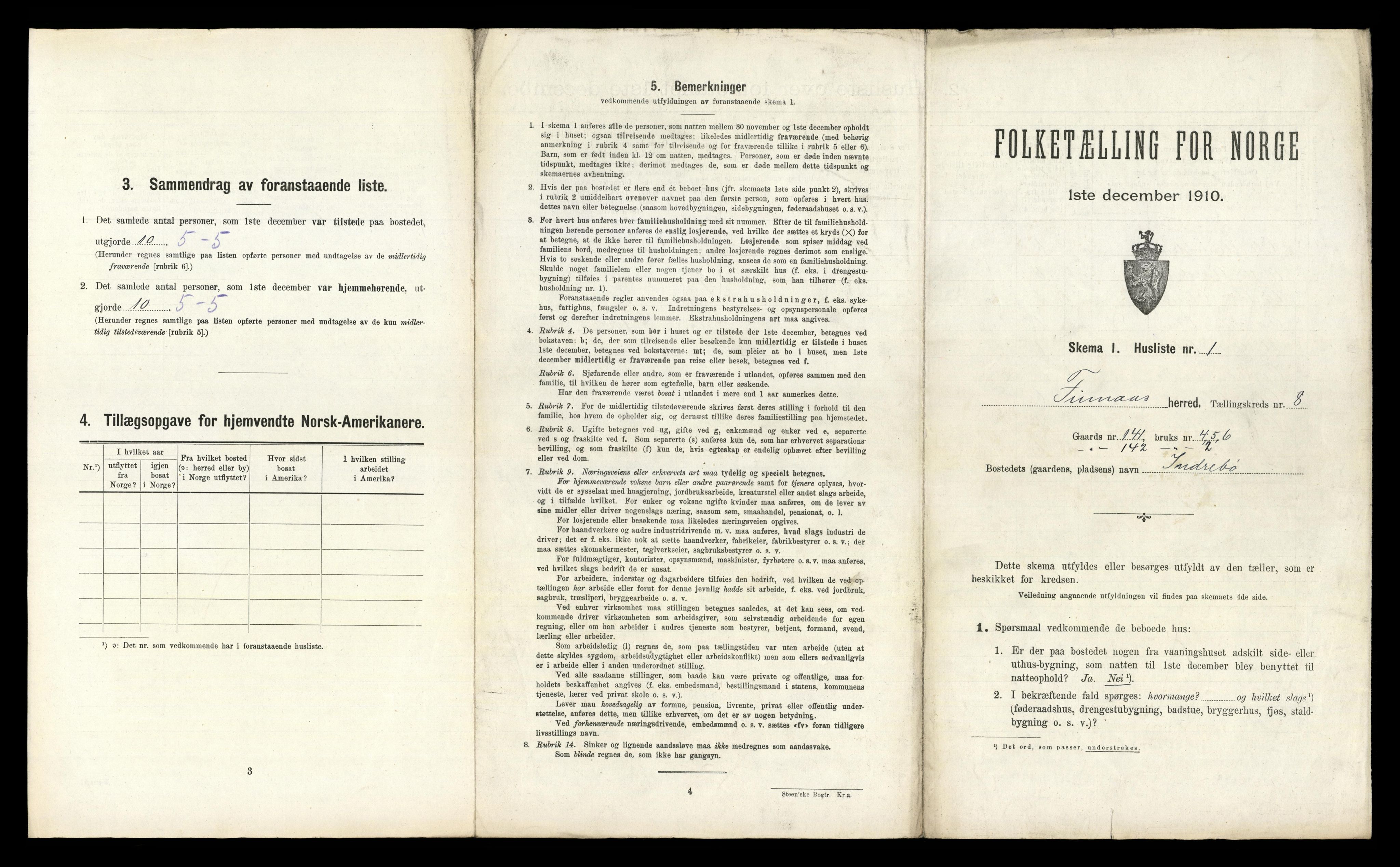 RA, 1910 census for Finnås, 1910, p. 824