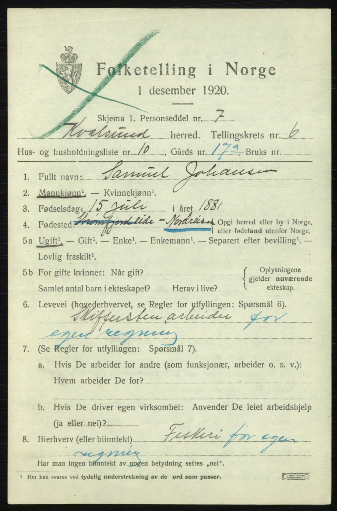 SATØ, 1920 census for , 1920, p. 2114