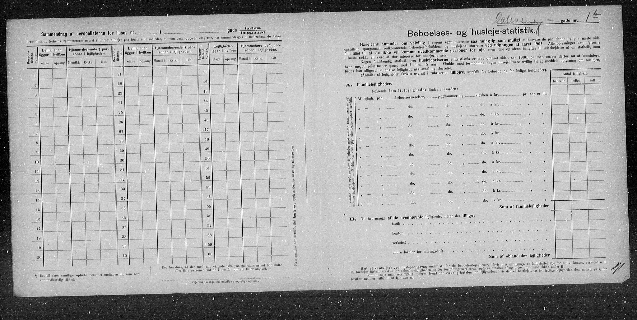 OBA, Municipal Census 1905 for Kristiania, 1905, p. 9168