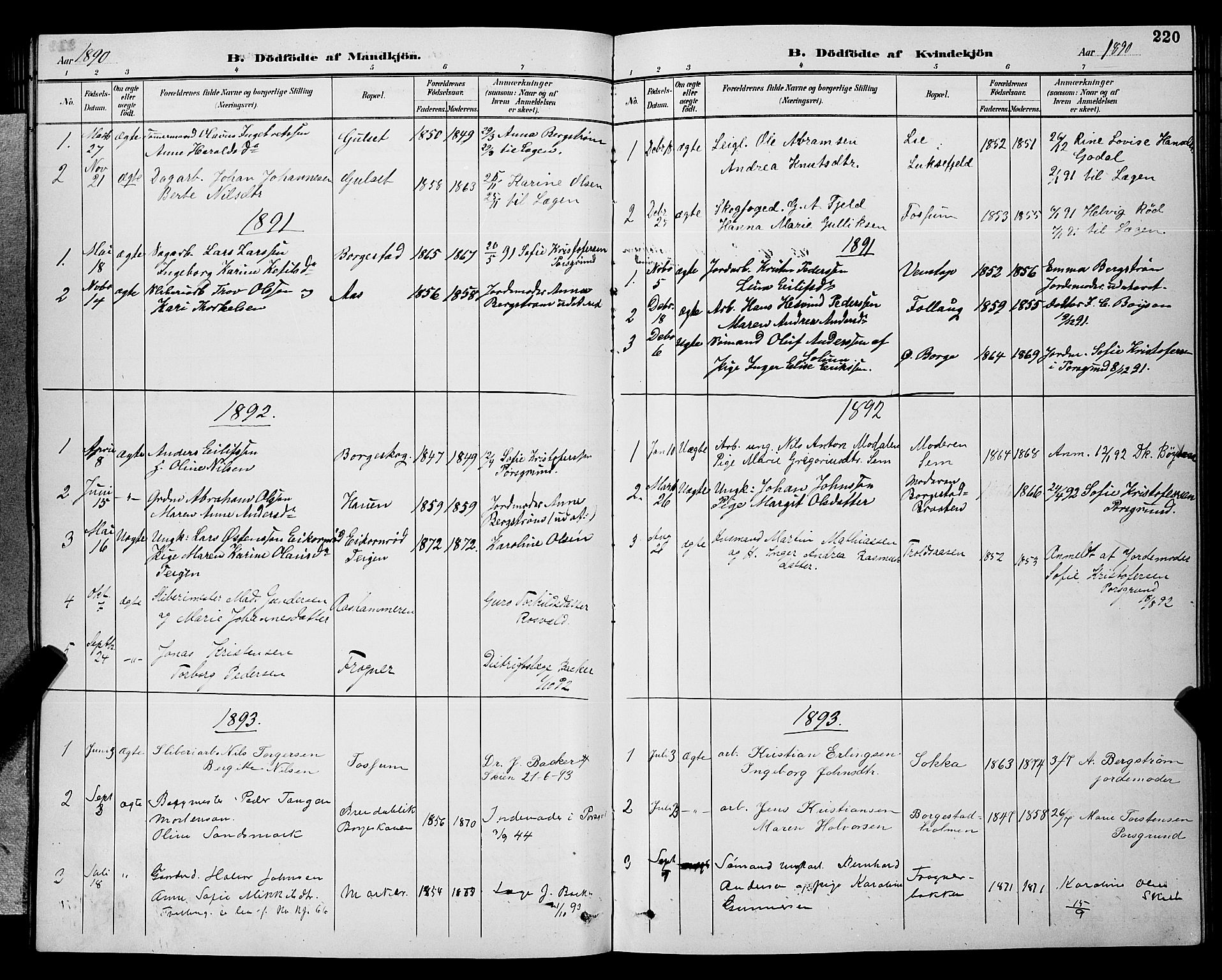 Gjerpen kirkebøker, SAKO/A-265/G/Ga/L0002: Parish register (copy) no. I 2, 1883-1900, p. 220