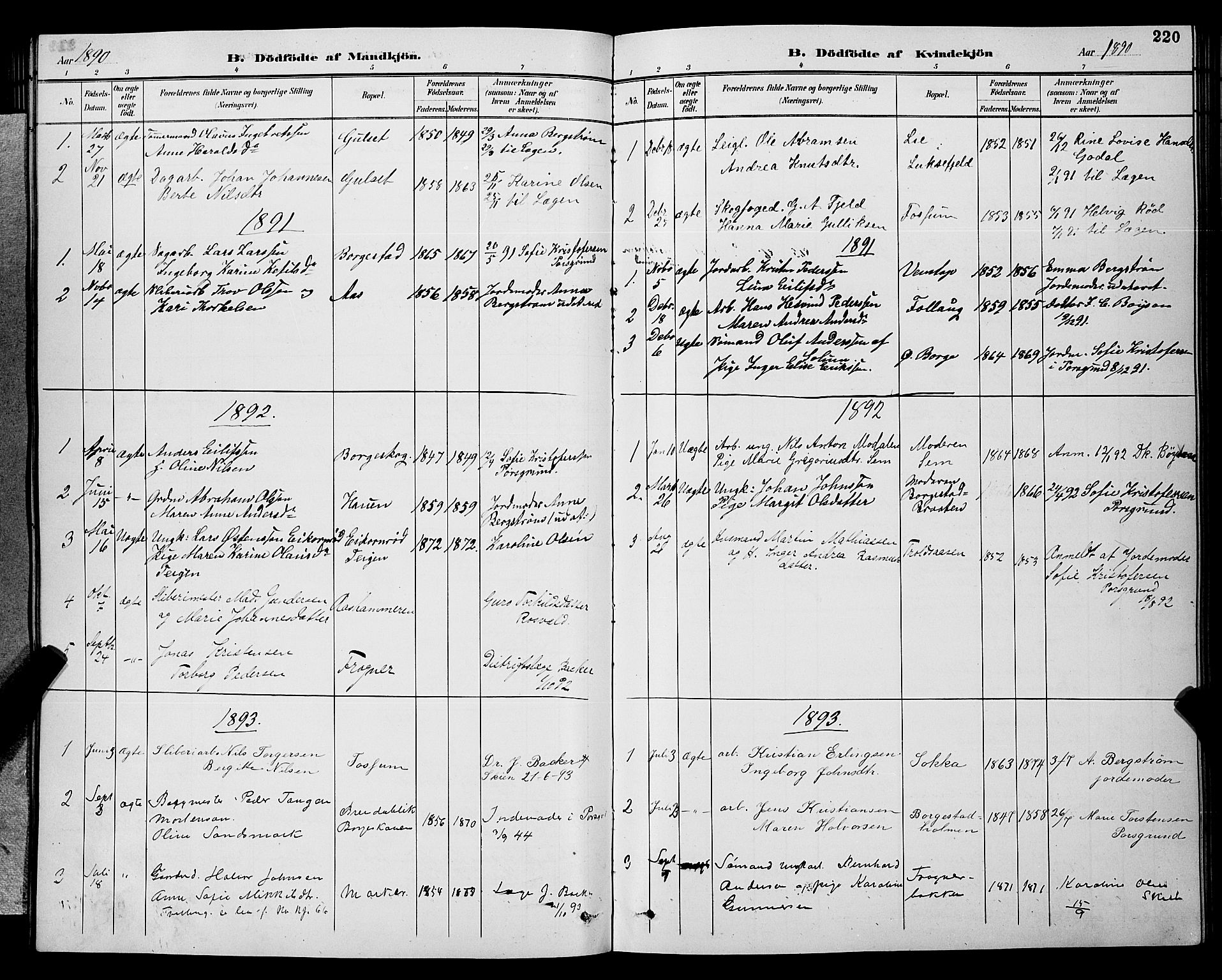 Gjerpen kirkebøker, AV/SAKO-A-265/G/Ga/L0002: Parish register (copy) no. I 2, 1883-1900, p. 220