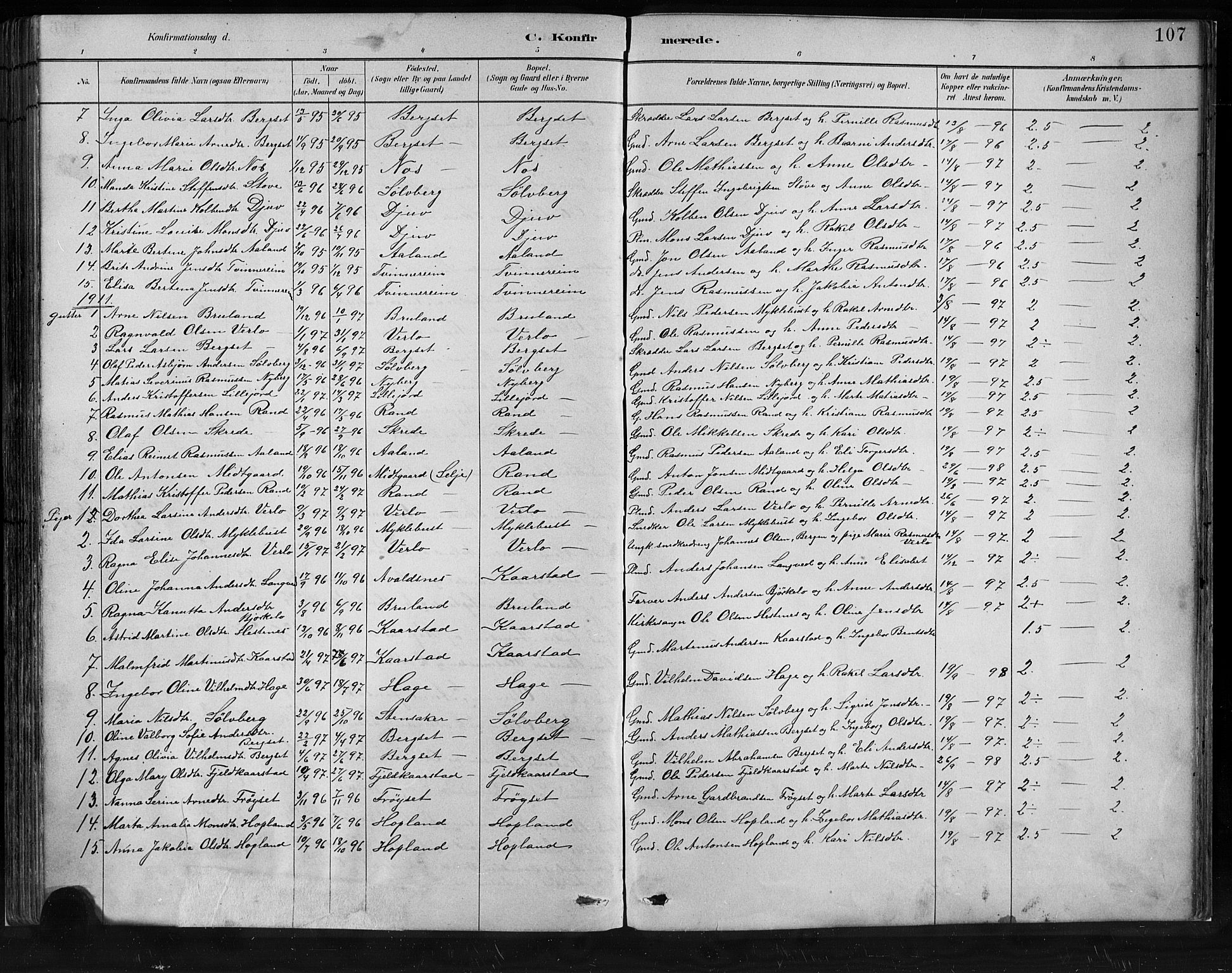Innvik sokneprestembete, SAB/A-80501: Parish register (copy) no. C 3, 1883-1911, p. 107