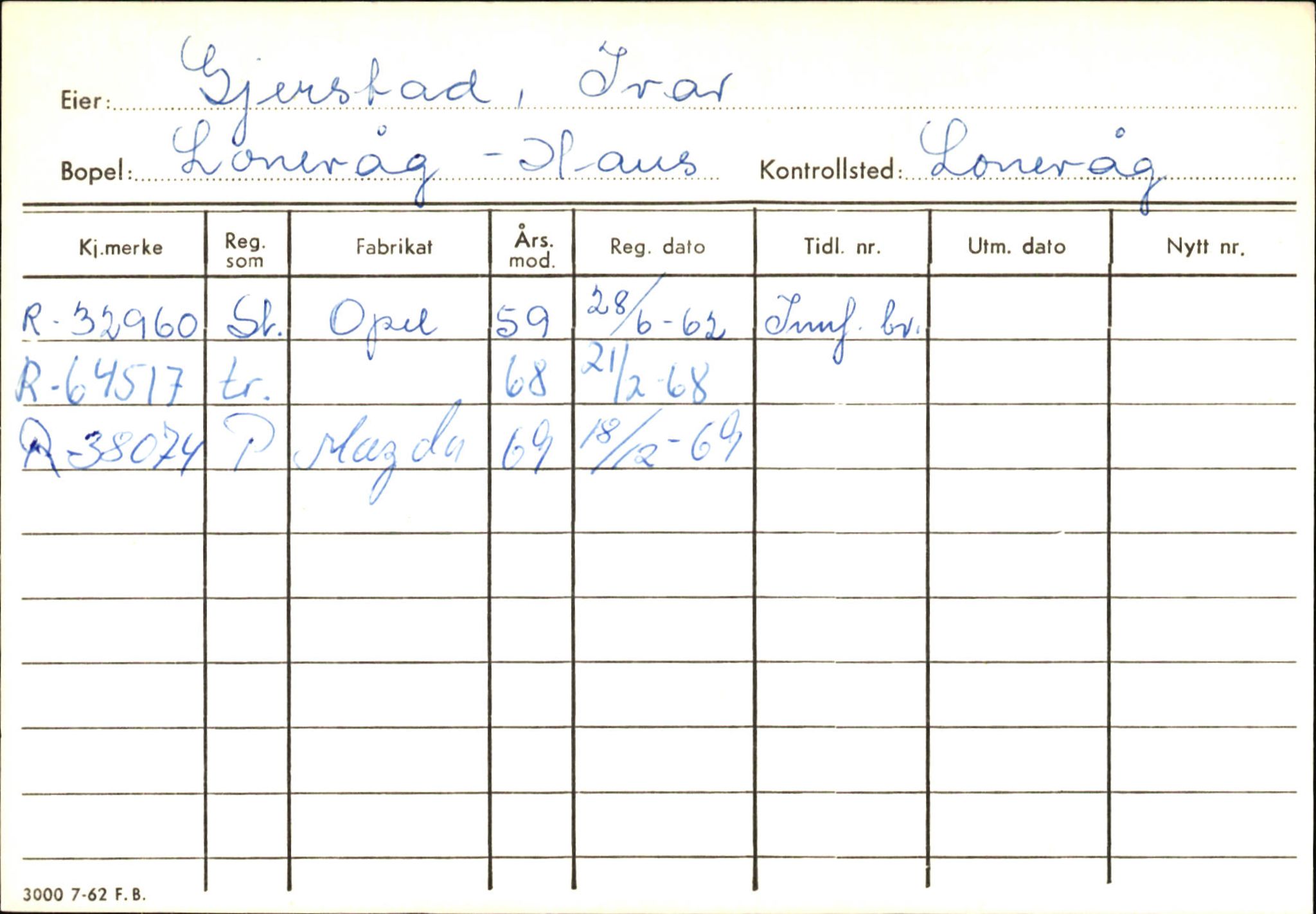 Statens vegvesen, Hordaland vegkontor, SAB/A-5201/2/Ha/L0016: R-eierkort G, 1920-1971, p. 2