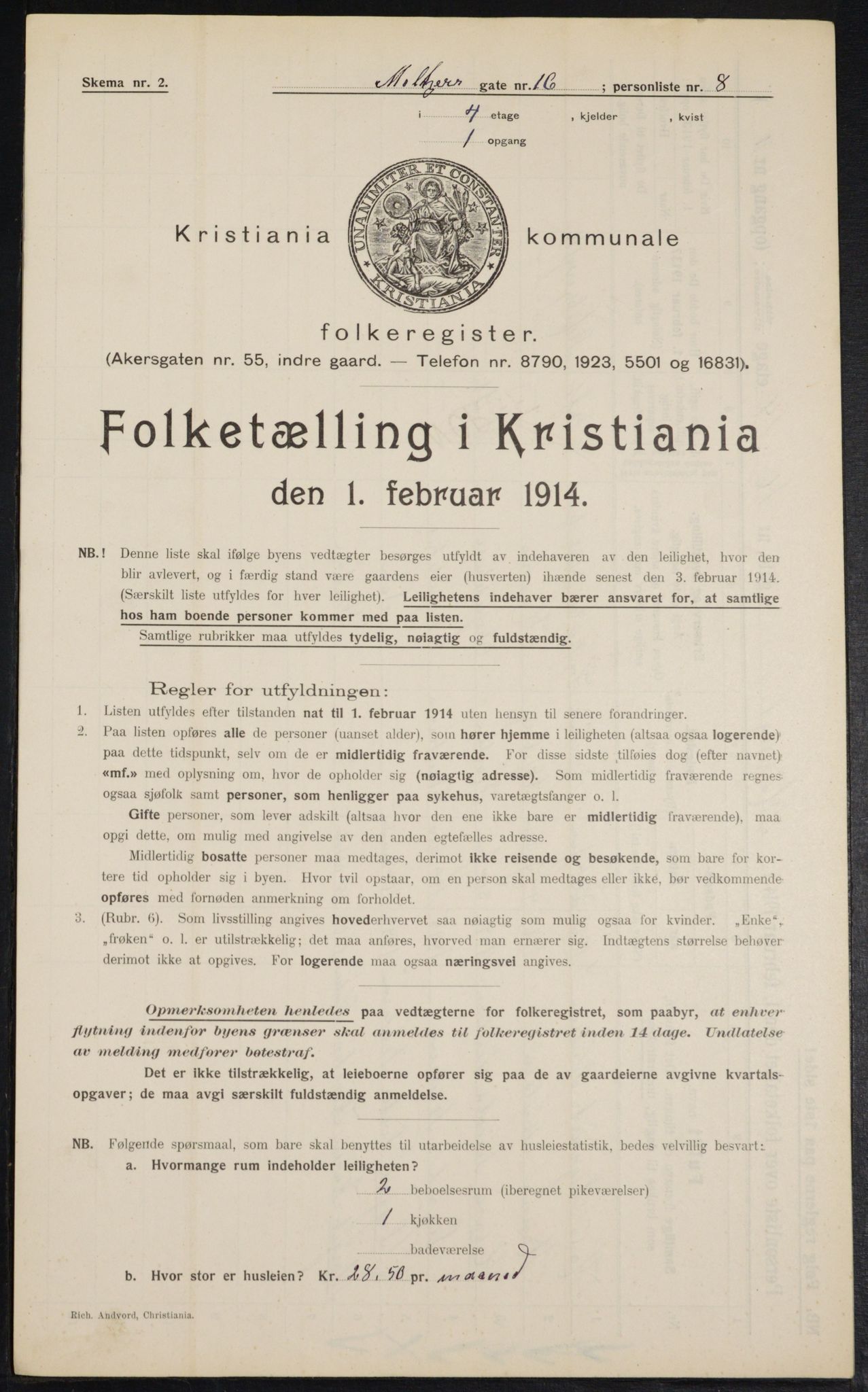 OBA, Municipal Census 1914 for Kristiania, 1914, p. 65251