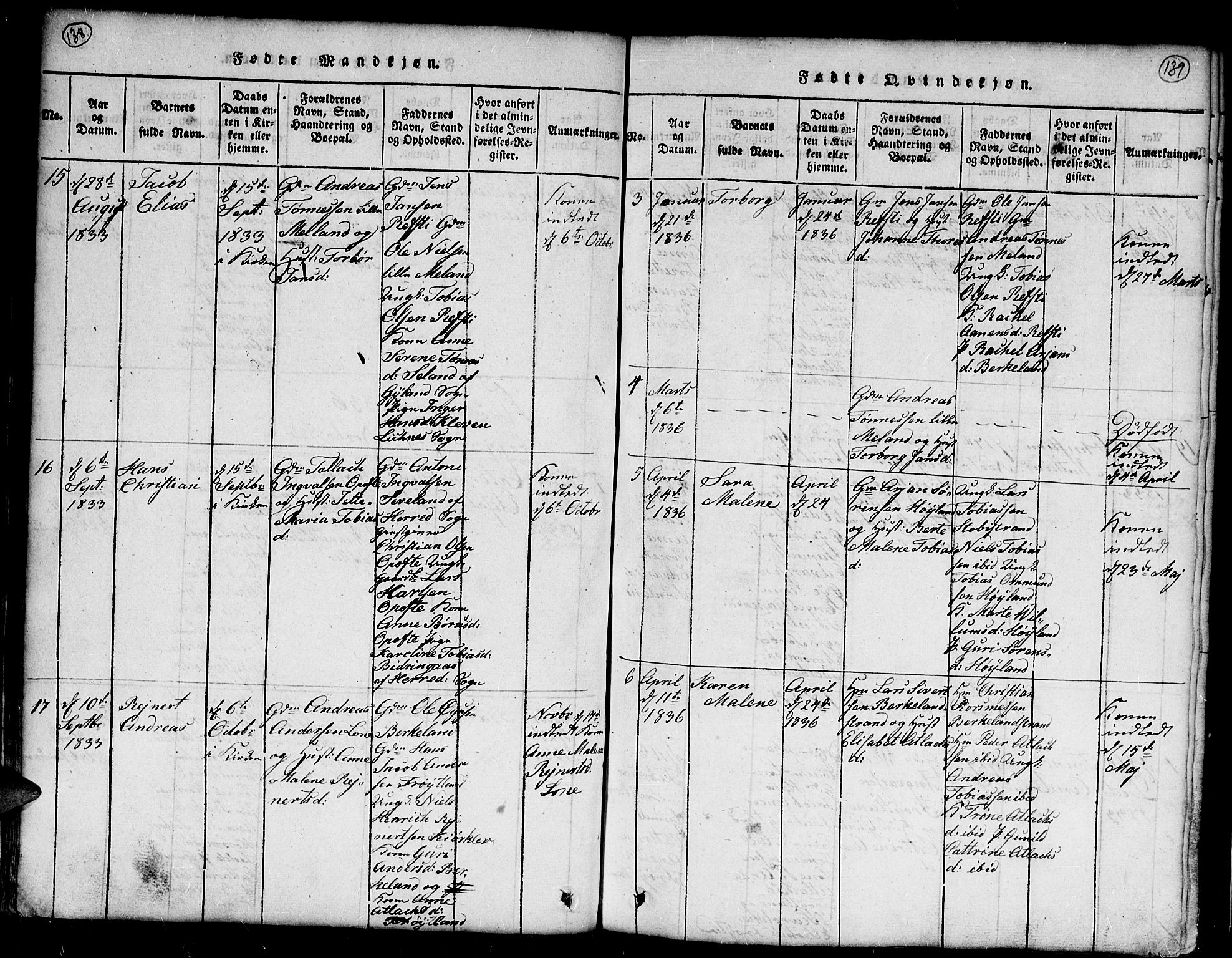 Kvinesdal sokneprestkontor, SAK/1111-0026/F/Fb/Fba/L0001: Parish register (copy) no. B 1, 1815-1839, p. 138-139