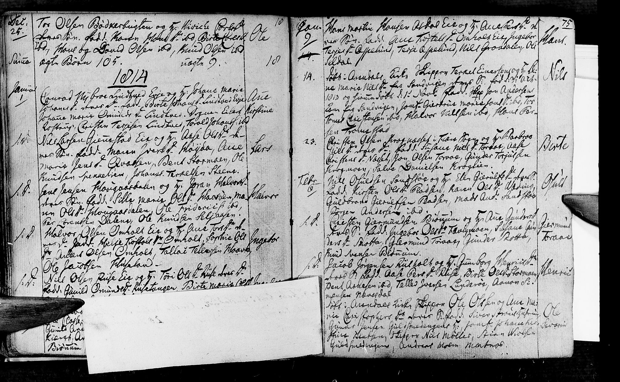 Øyestad sokneprestkontor, SAK/1111-0049/F/Fa/L0011: Parish register (official) no. A 11, 1805-1824, p. 75