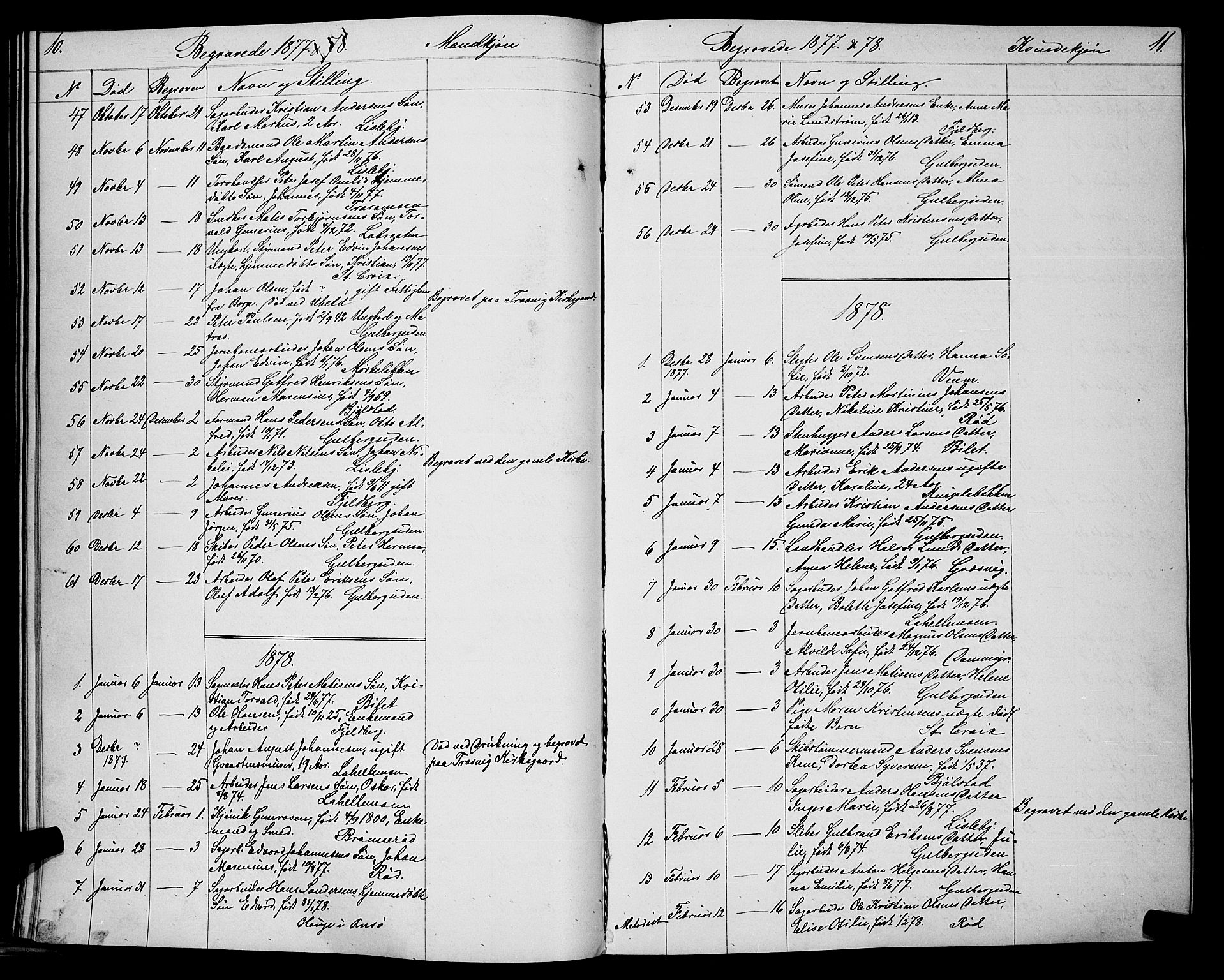 Glemmen prestekontor Kirkebøker, SAO/A-10908/G/Ga/L0005: Parish register (copy) no. 5, 1876-1893, p. 10-11