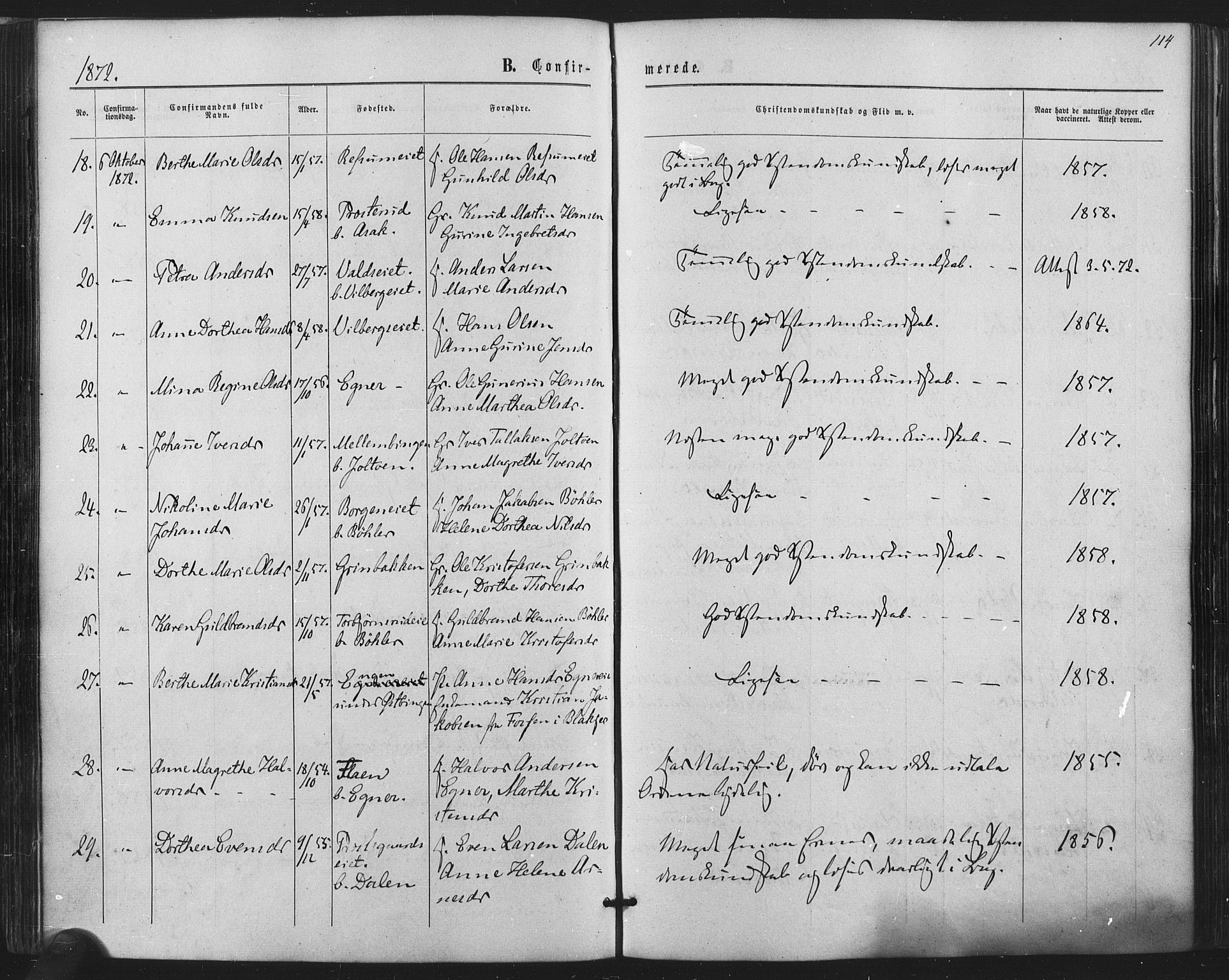 Sørum prestekontor Kirkebøker, AV/SAO-A-10303/F/Fa/L0006: Parish register (official) no. I 6, 1864-1877, p. 114