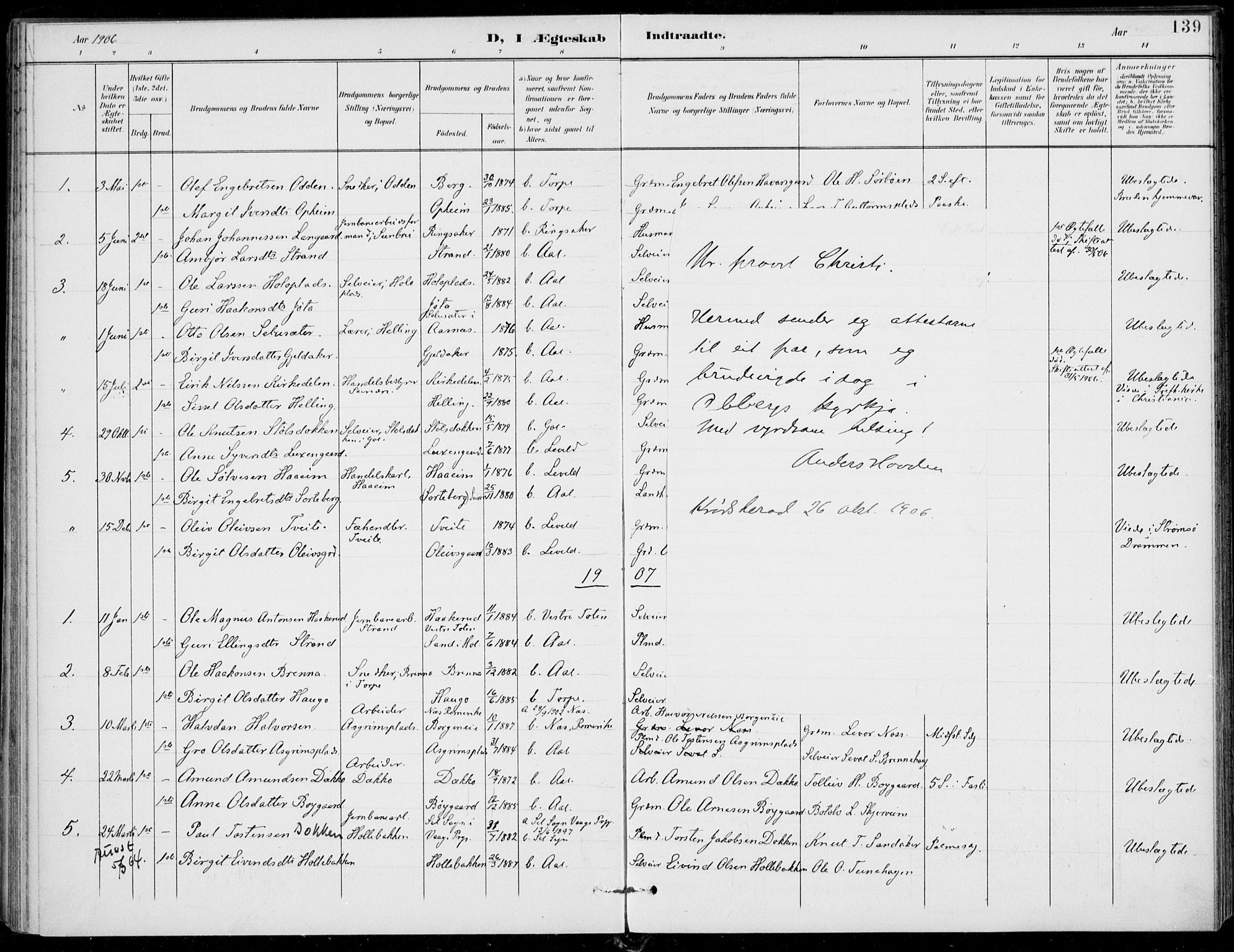 Ål kirkebøker, SAKO/A-249/F/Fa/L0009: Parish register (official) no. I 9, 1897-1915