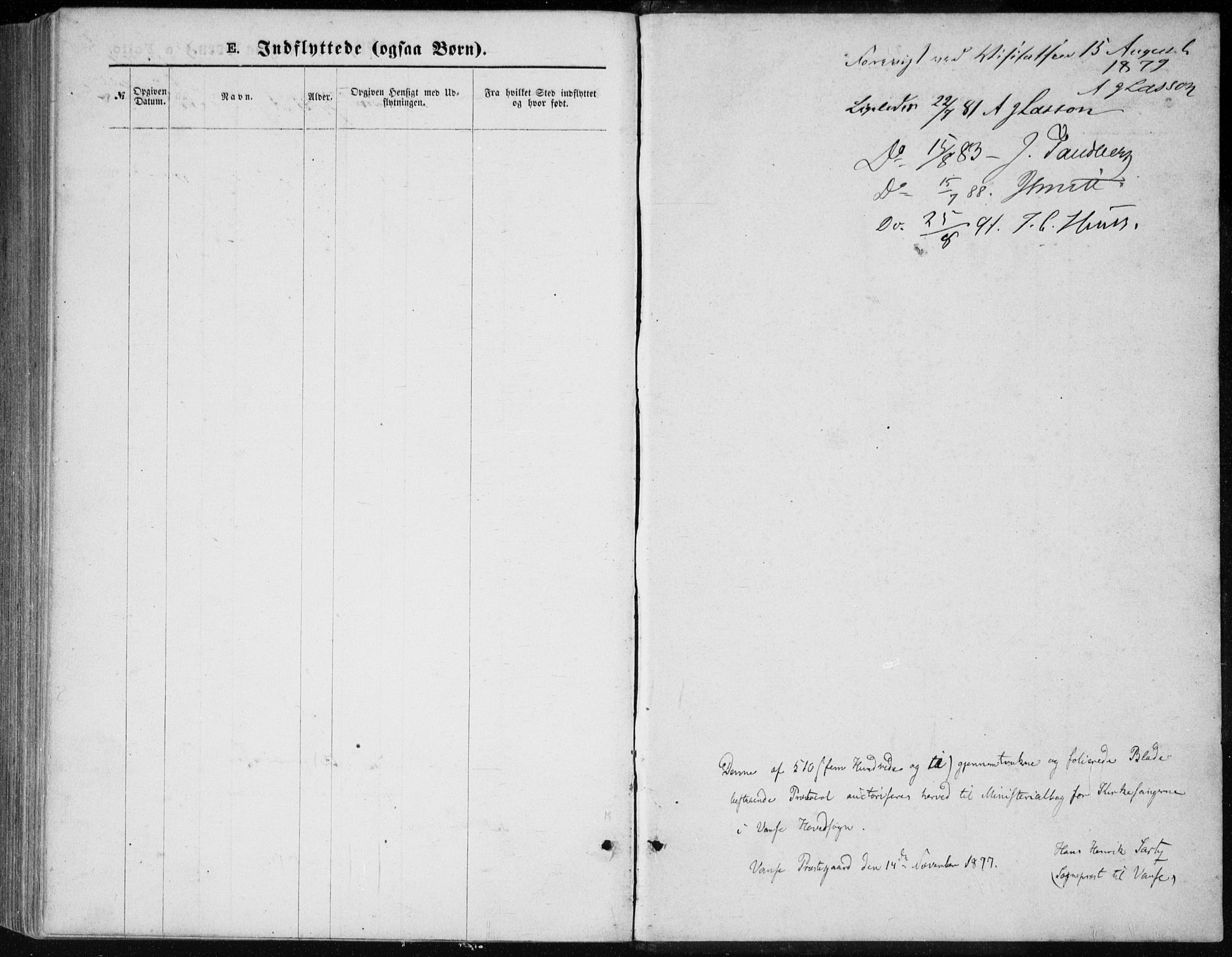 Lista sokneprestkontor, SAK/1111-0027/F/Fb/L0004: Parish register (copy) no. B 4, 1877-1891