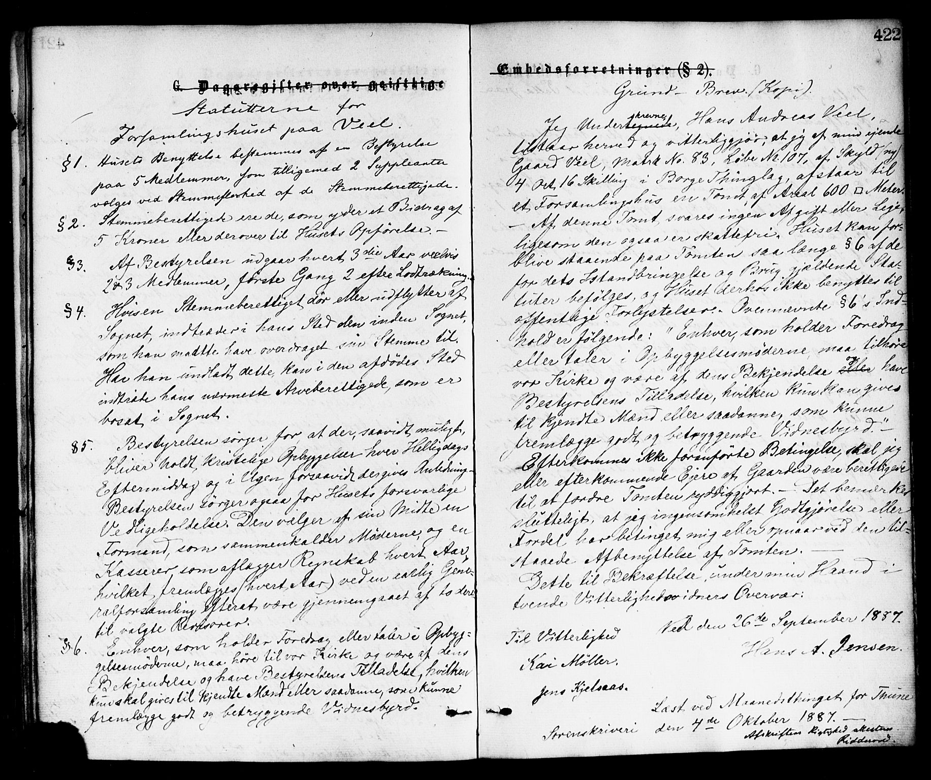 Borge prestekontor Kirkebøker, SAO/A-10903/F/Fa/L0007: Parish register (official) no. I 7, 1875-1886, p. 422
