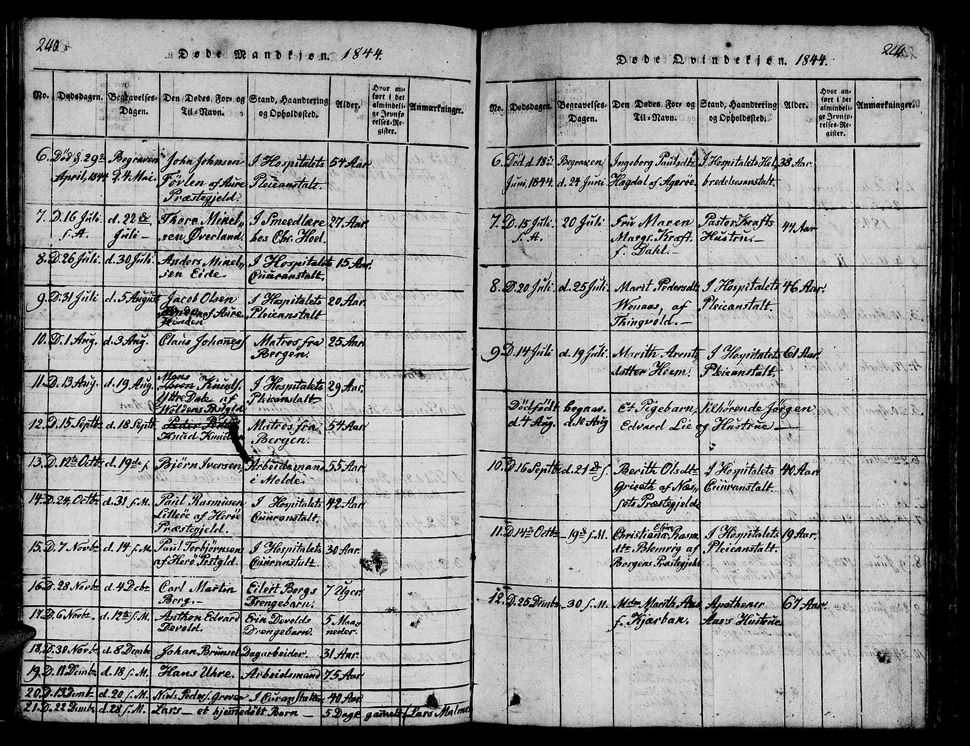 Ministerialprotokoller, klokkerbøker og fødselsregistre - Møre og Romsdal, SAT/A-1454/558/L0700: Parish register (copy) no. 558C01, 1818-1868, p. 240-241