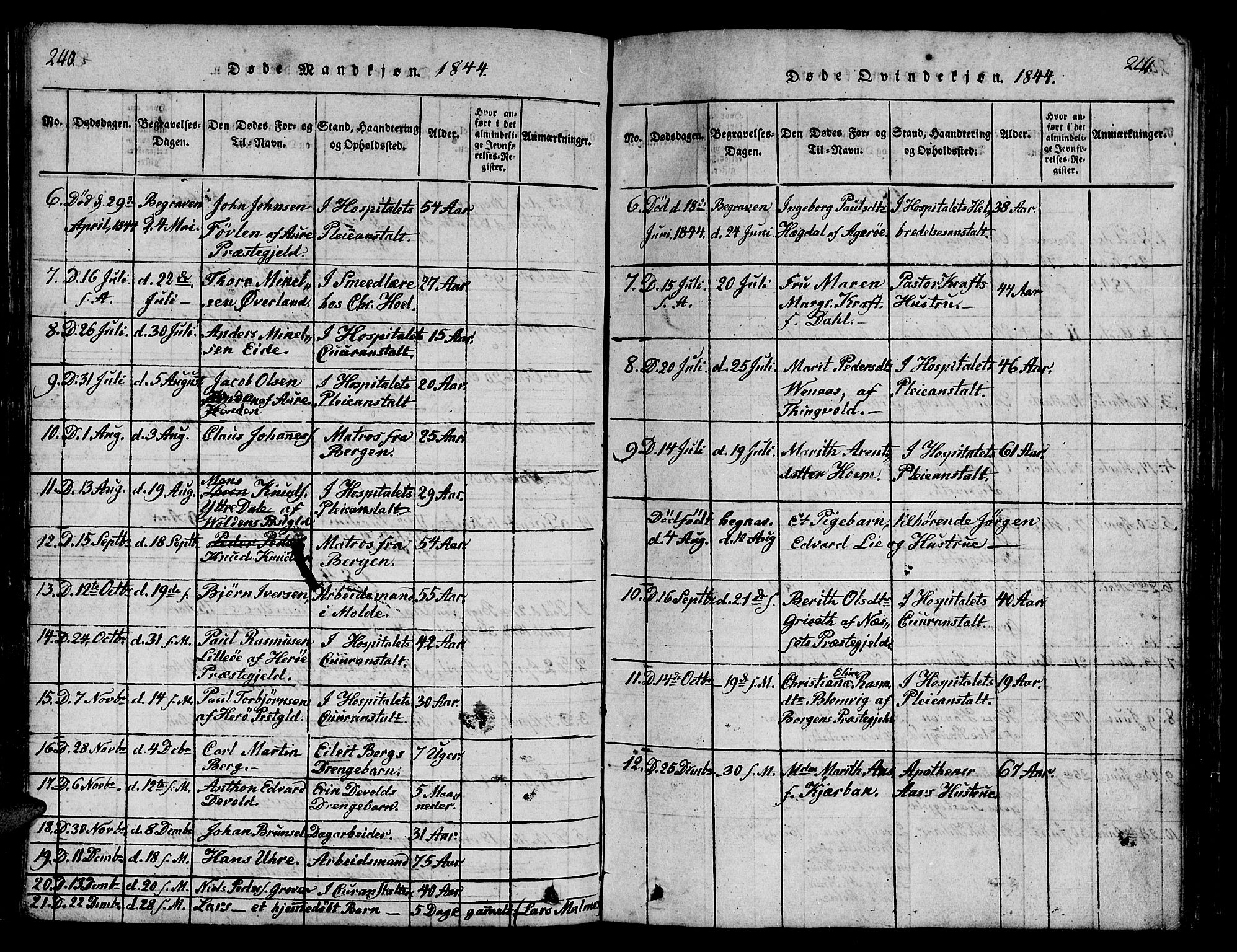 Ministerialprotokoller, klokkerbøker og fødselsregistre - Møre og Romsdal, AV/SAT-A-1454/558/L0700: Parish register (copy) no. 558C01, 1818-1868, p. 240-241