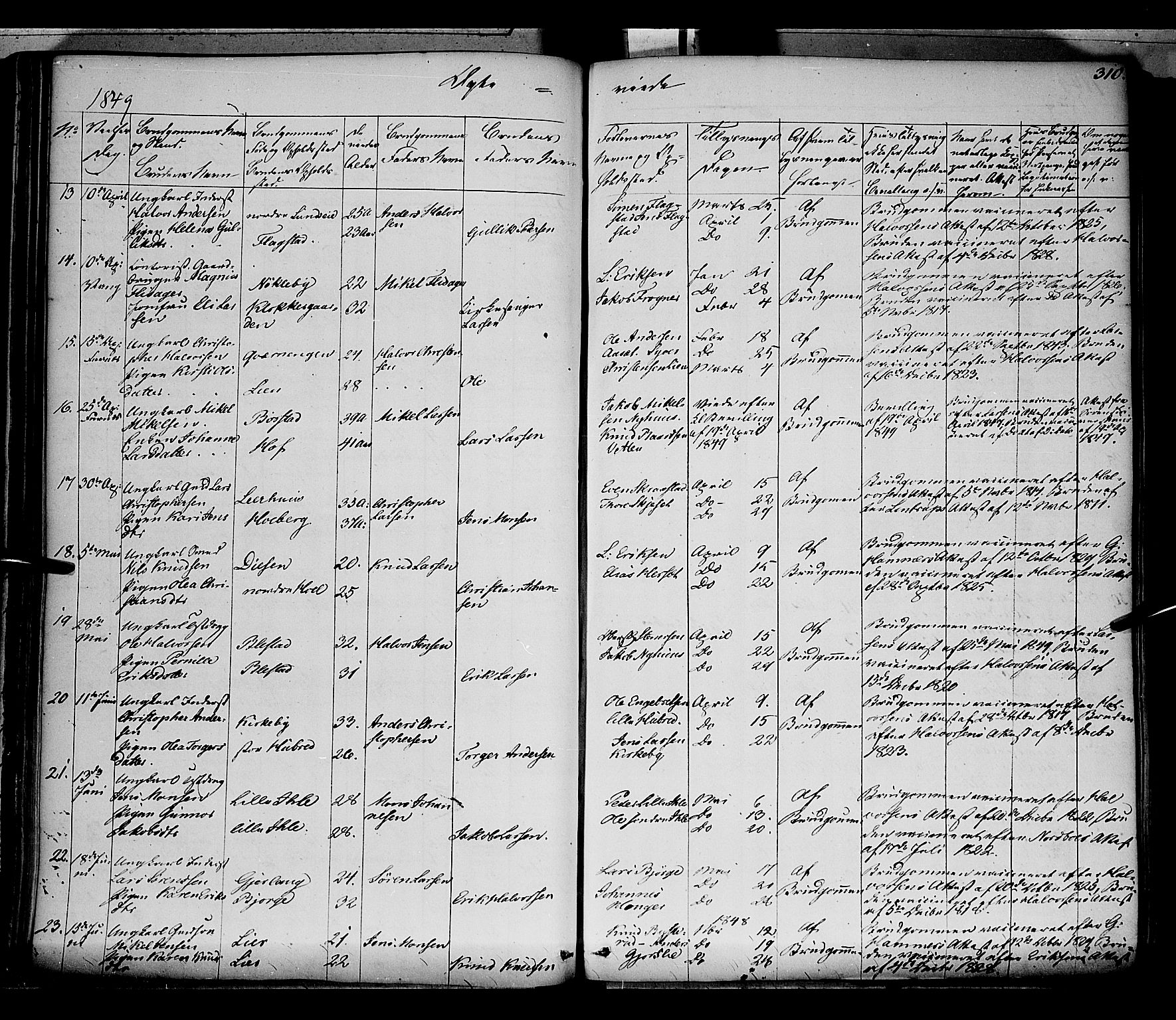 Vang prestekontor, Hedmark, SAH/PREST-008/H/Ha/Haa/L0010: Parish register (official) no. 10, 1841-1855, p. 310