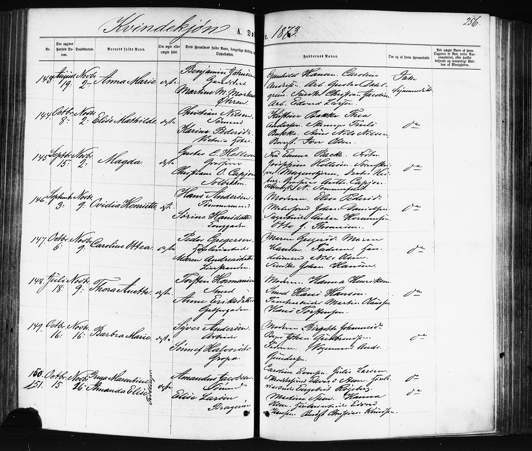 Bragernes kirkebøker, AV/SAKO-A-6/F/Fb/L0004: Parish register (official) no. II 4, 1869-1875, p. 256