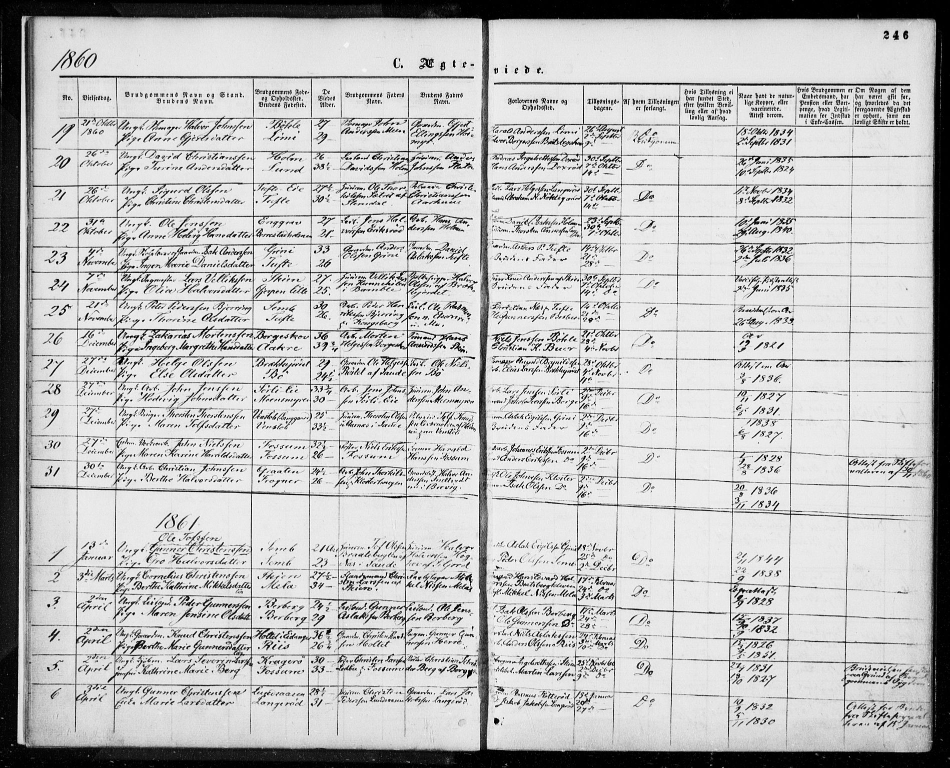 Gjerpen kirkebøker, SAKO/A-265/F/Fa/L0008b: Parish register (official) no. I 8B, 1857-1871, p. 246