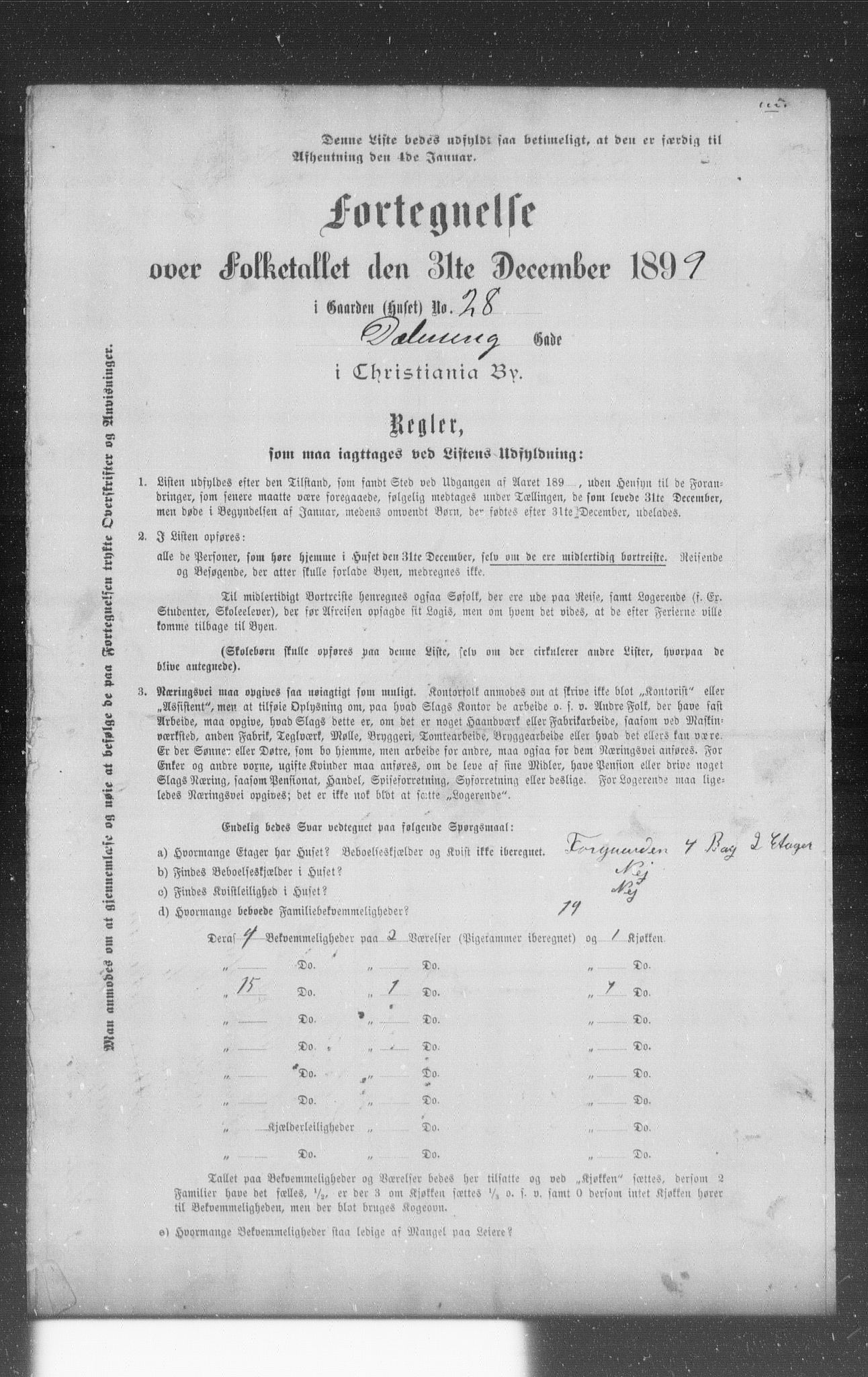 OBA, Municipal Census 1899 for Kristiania, 1899, p. 2319