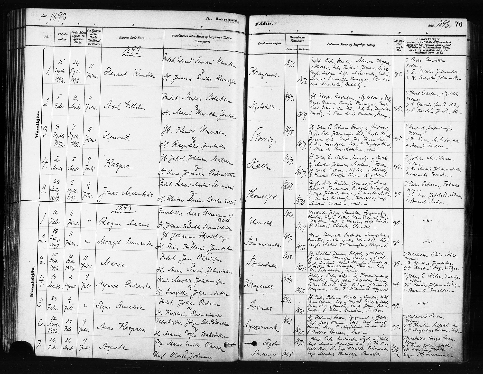 Skjervøy sokneprestkontor, AV/SATØ-S-1300/H/Ha/Haa/L0014kirke: Parish register (official) no. 14, 1878-1894, p. 76