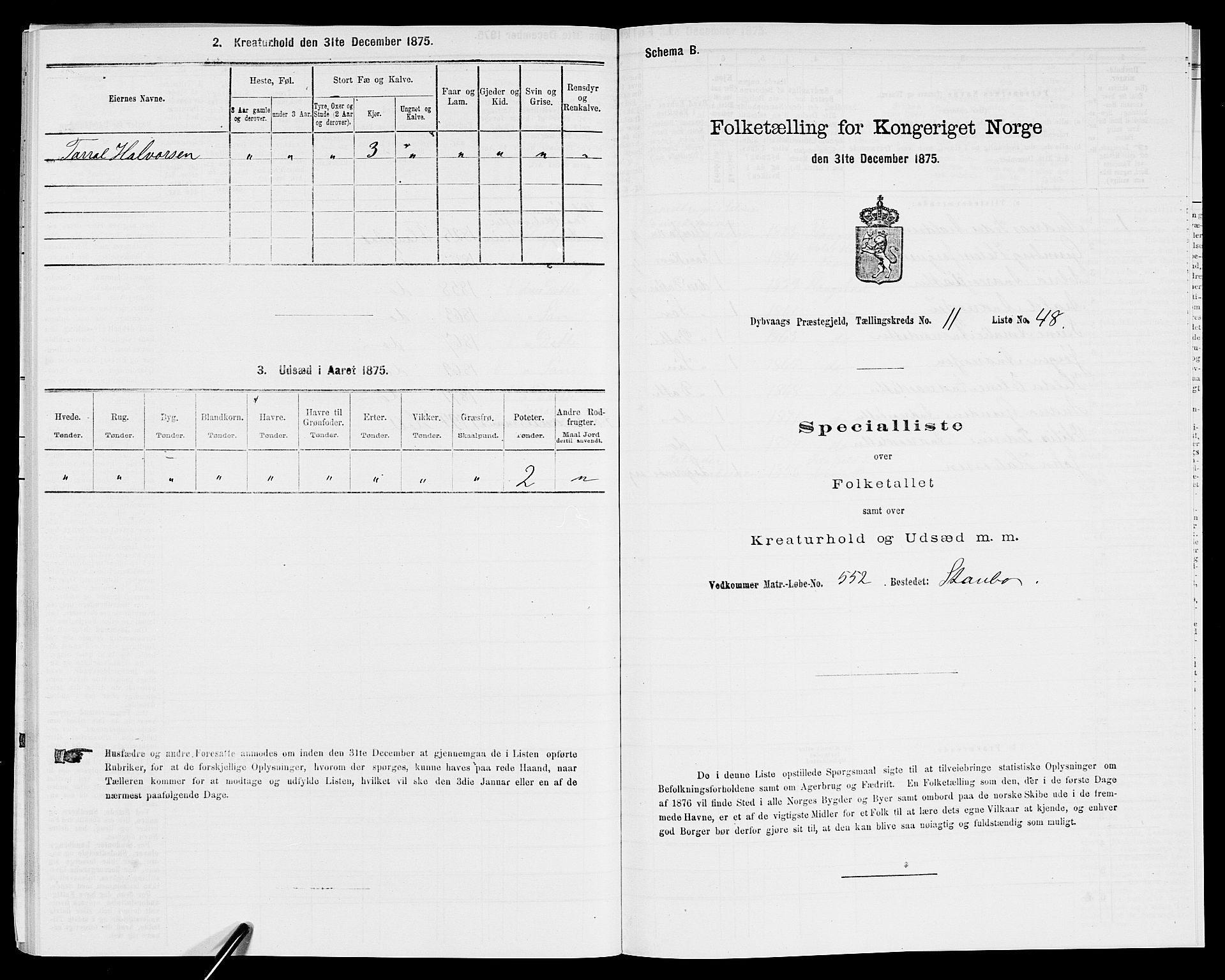 SAK, 1875 census for 0915P Dypvåg, 1875, p. 1606