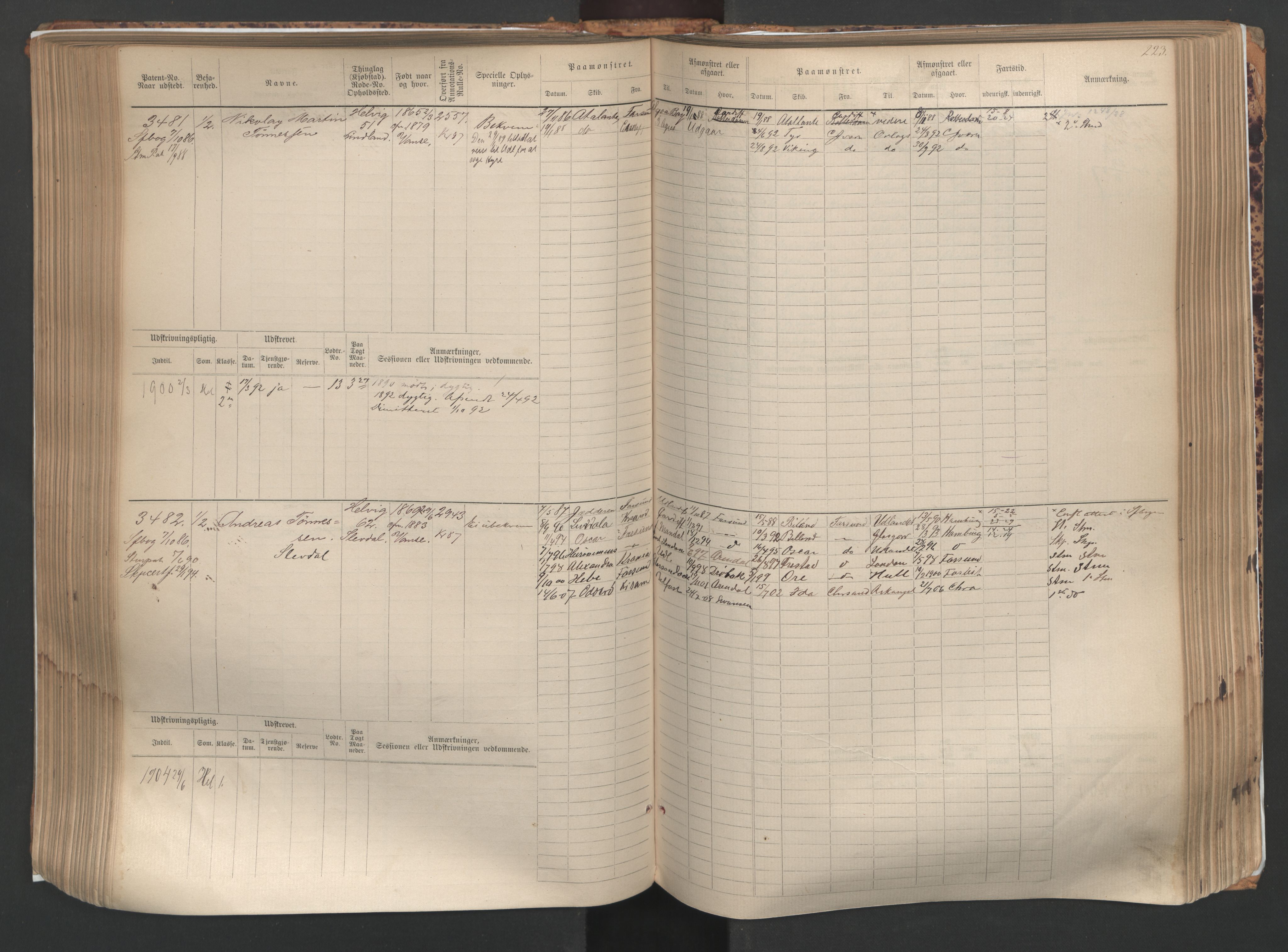 Farsund mønstringskrets, AV/SAK-2031-0017/F/Fb/L0005: Hovedrulle nr 3041-3804, M-8, 1883-1930, p. 226