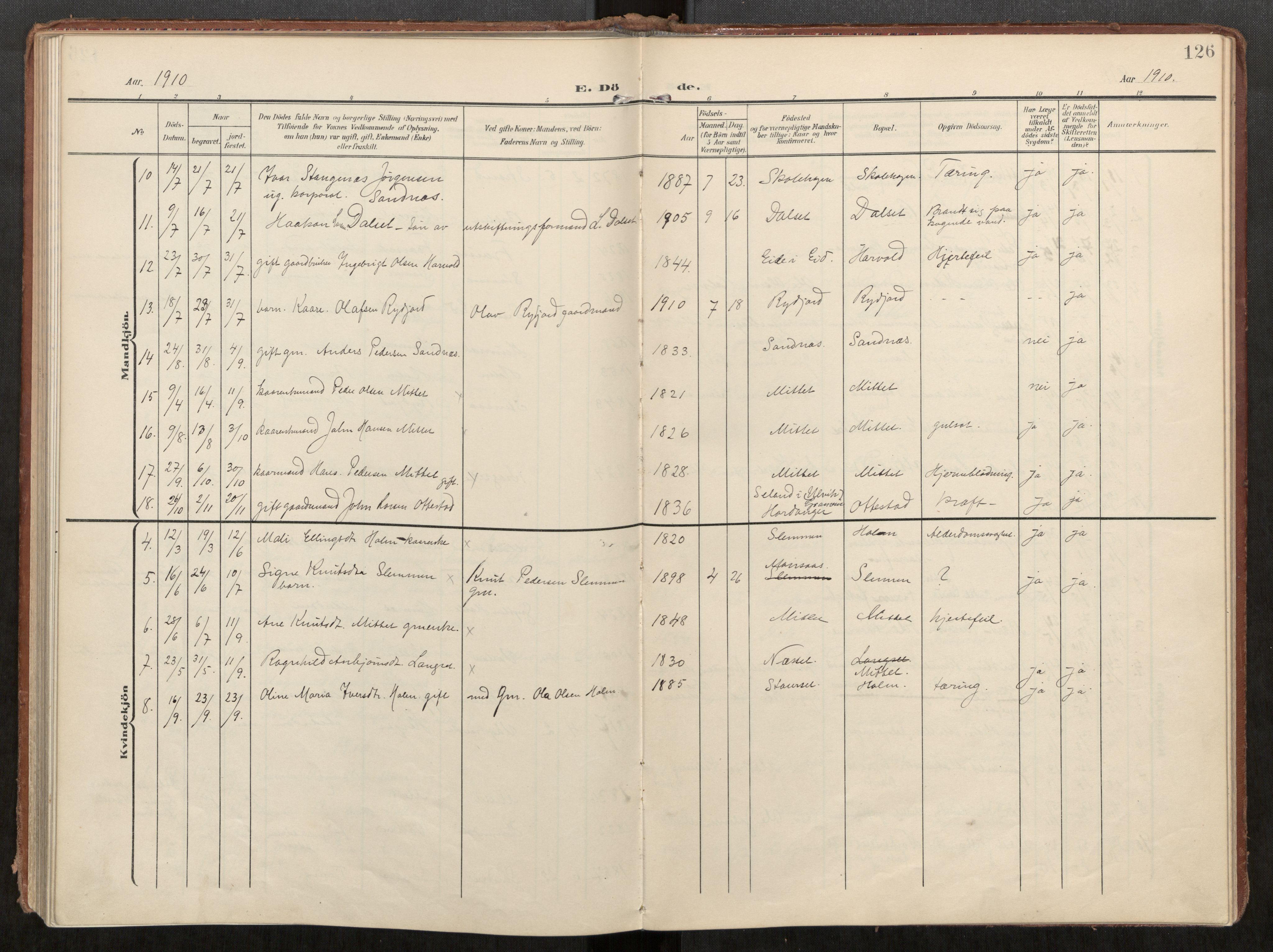 Ministerialprotokoller, klokkerbøker og fødselsregistre - Møre og Romsdal, AV/SAT-A-1454/549/L0618: Parish register (official) no. 549A01, 1906-1927, p. 126