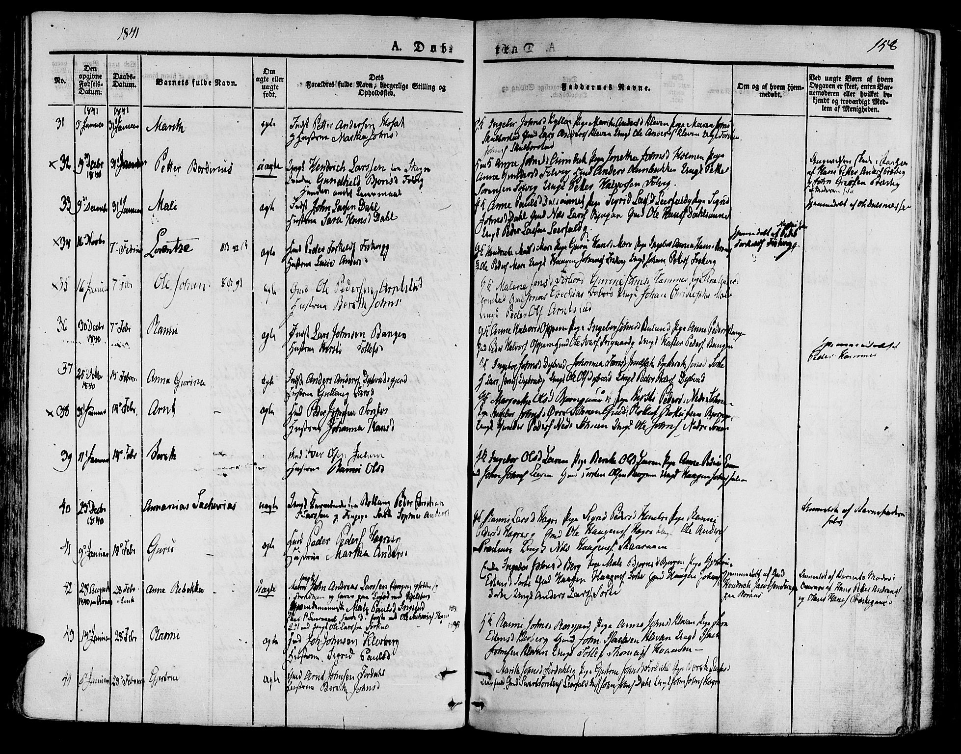 Ministerialprotokoller, klokkerbøker og fødselsregistre - Nord-Trøndelag, AV/SAT-A-1458/709/L0071: Parish register (official) no. 709A11, 1833-1844, p. 158