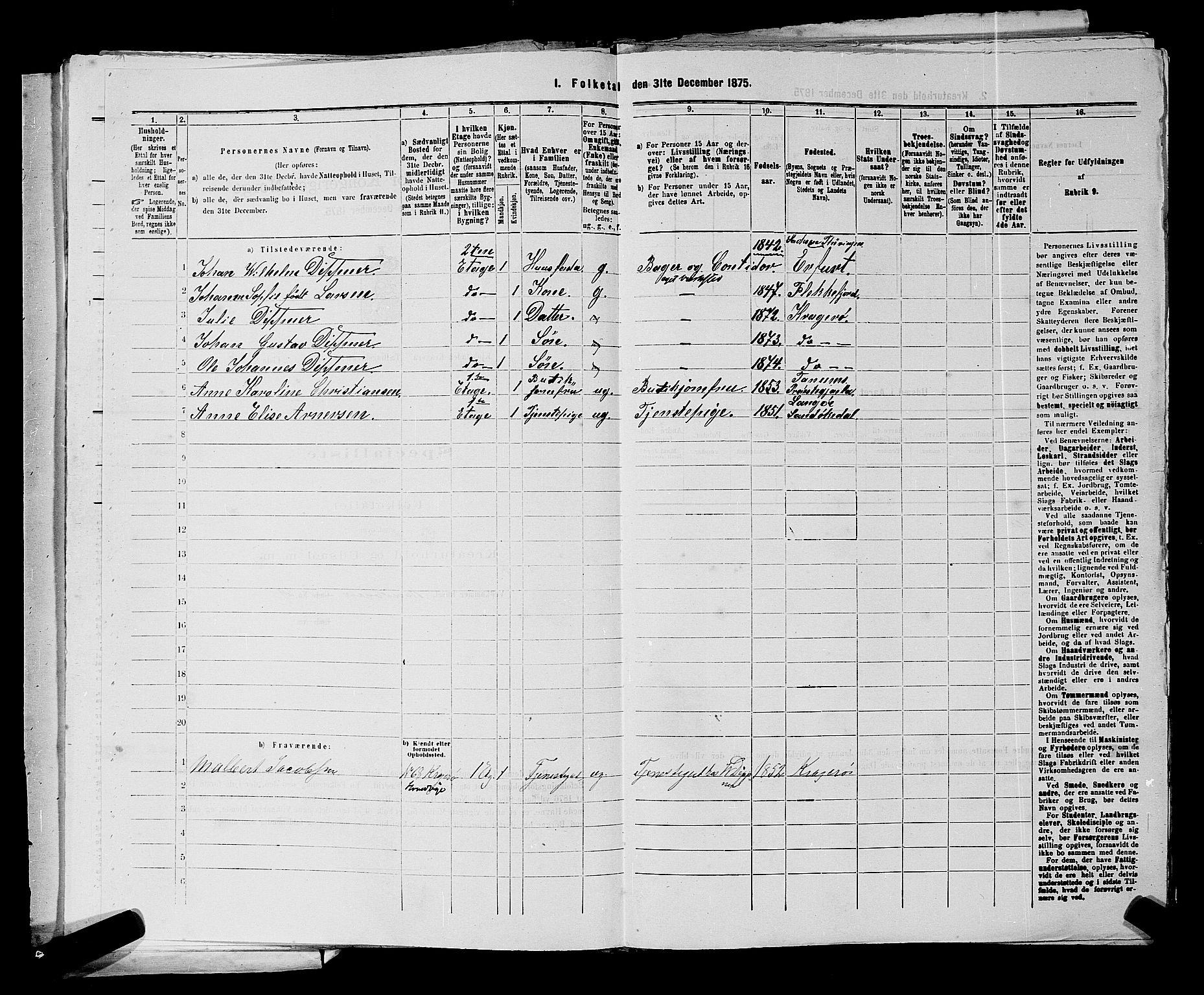 SAKO, 1875 census for 0801P Kragerø, 1875, p. 147