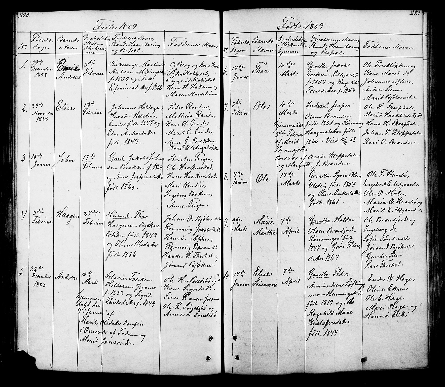 Lesja prestekontor, SAH/PREST-068/H/Ha/Hab/L0005: Parish register (copy) no. 5, 1850-1894, p. 220-221
