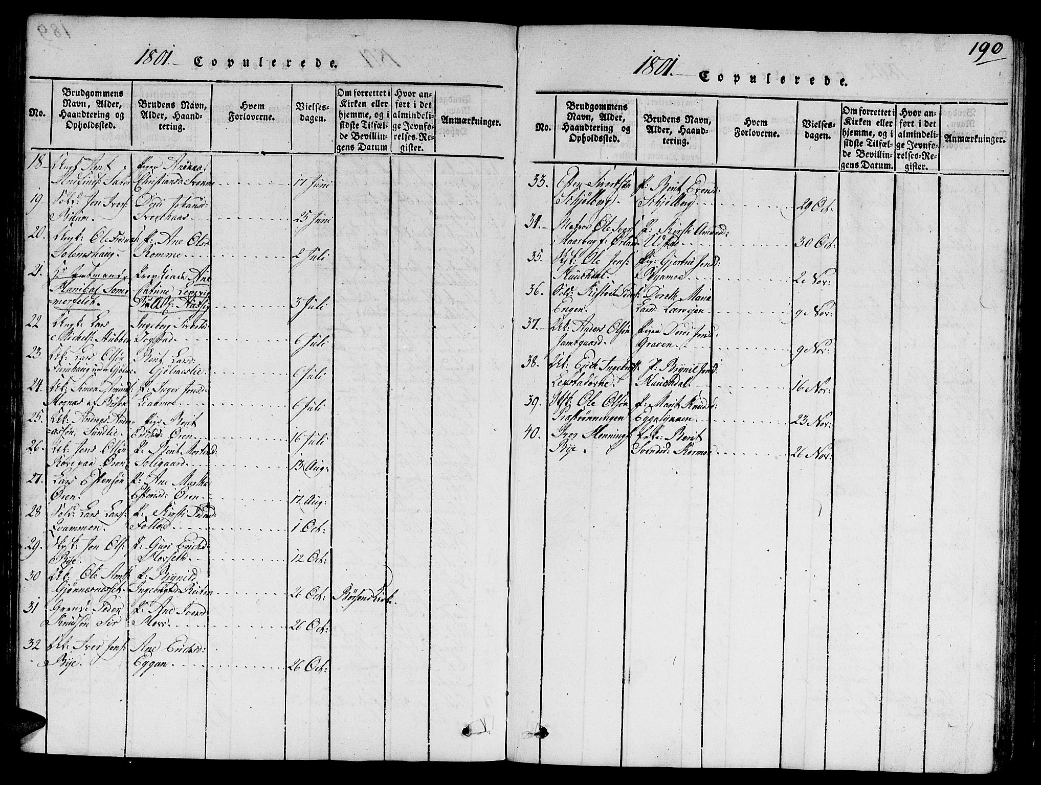Ministerialprotokoller, klokkerbøker og fødselsregistre - Sør-Trøndelag, SAT/A-1456/668/L0803: Parish register (official) no. 668A03, 1800-1826, p. 190