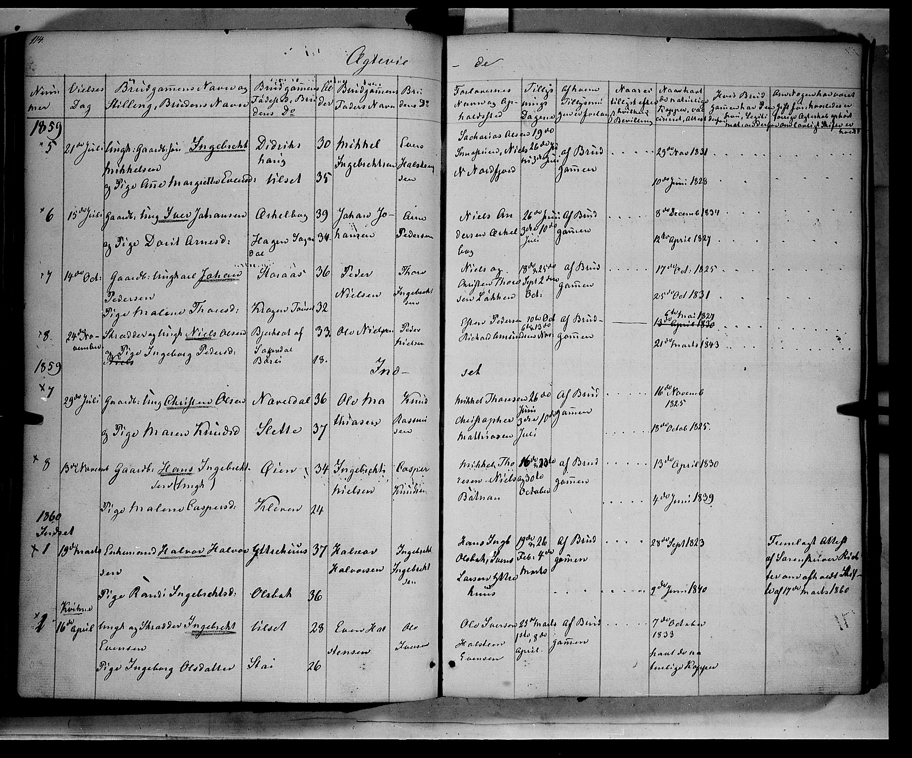 Kvikne prestekontor, SAH/PREST-064/H/Ha/Haa/L0005: Parish register (official) no. 5, 1841-1862, p. 114