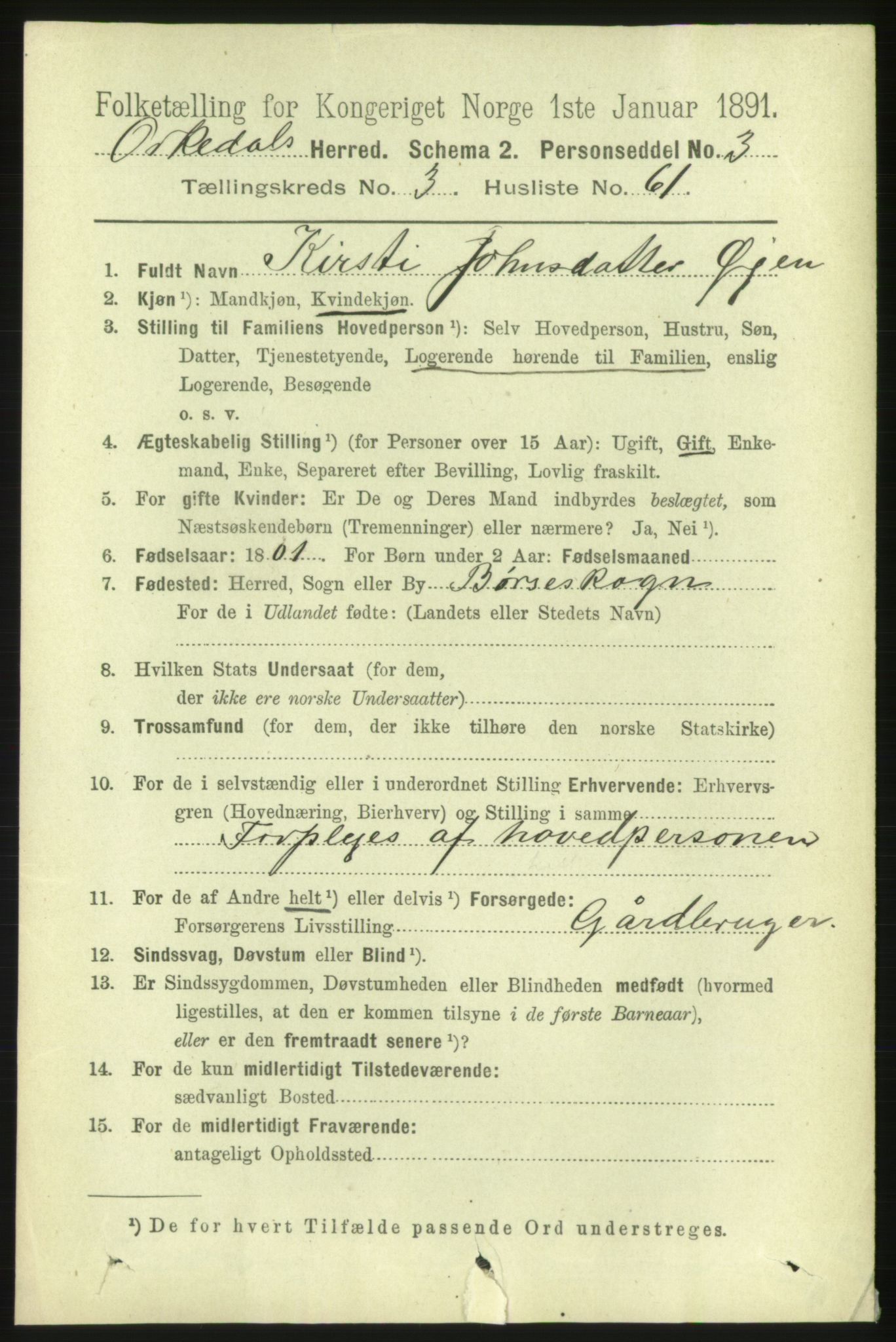 RA, 1891 census for 1638 Orkdal, 1891, p. 1781