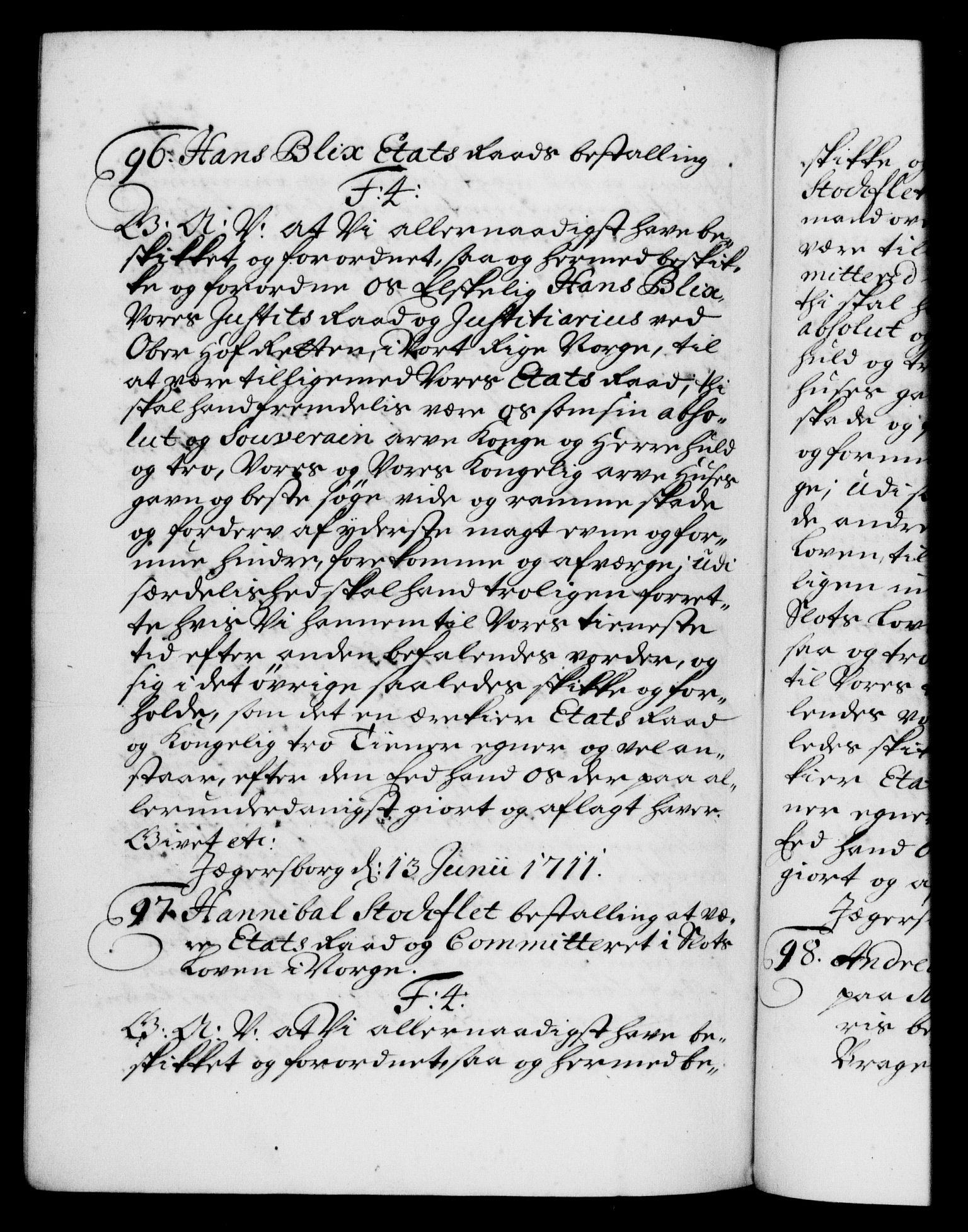 Danske Kanselli 1572-1799, RA/EA-3023/F/Fc/Fca/Fcaa/L0020: Norske registre, 1708-1711, p. 529b